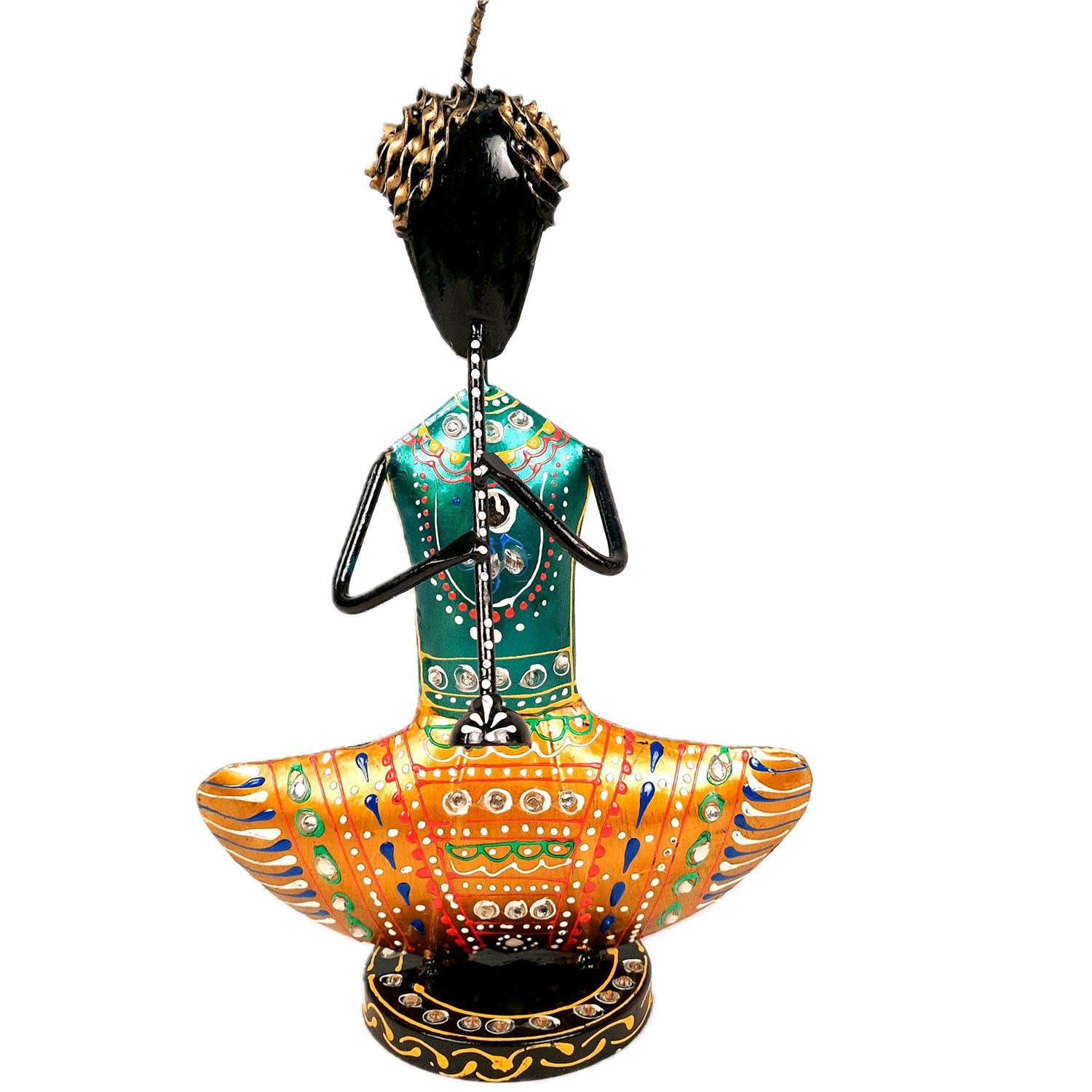 Showpiece Figurine - Rajasthani Musician Design | Decorative Show piece With Kundan Work - for Home, Bedroom, Living Room, Office Desk & Table Decor | Gifts For Wedding, Housewarming & Festivals -12 Inch (Set of 3) - Apkamart #Style_Design 2