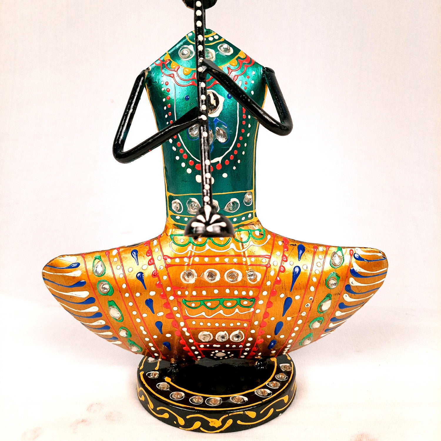 Showpiece Figurine - Rajasthani Musician Design | Decorative Show piece With Kundan Work - for Home, Bedroom, Living Room, Office Desk & Table Decor | Gifts For Wedding, Housewarming & Festivals -12 Inch (Set of 3) - Apkamart #Style_Design 2
