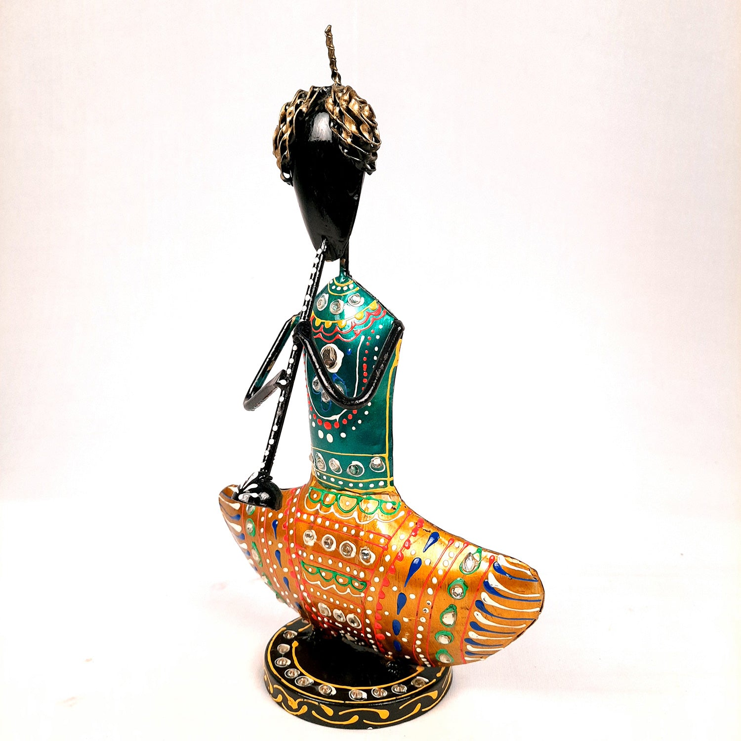 Showpiece Figurine - Rajasthani Musician Design | Decorative Show piece With Kundan Work - for Home, Bedroom, Living Room, Office Desk & Table Decor | Gifts For Wedding, Housewarming & Festivals -12 Inch (Set of 3) - Apkamart #Style_Design 2