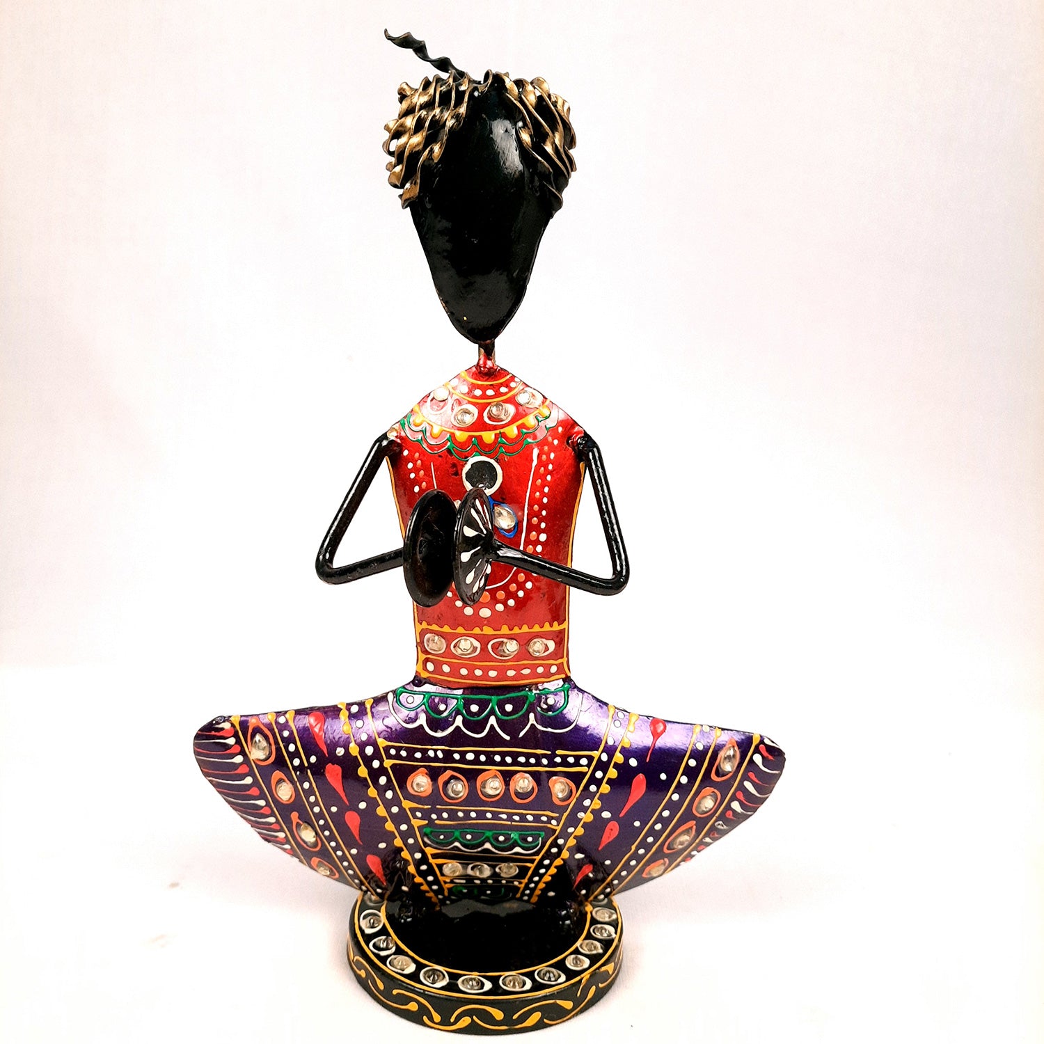 Showpiece Figurine - Rajasthani Musician Design | Decorative Show piece With Kundan Work - for Home, Bedroom, Living Room, Office Desk & Table Decor | Gifts For Wedding, Housewarming & Festivals -12 Inch (Set of 3) - Apkamart #Style_Design 2