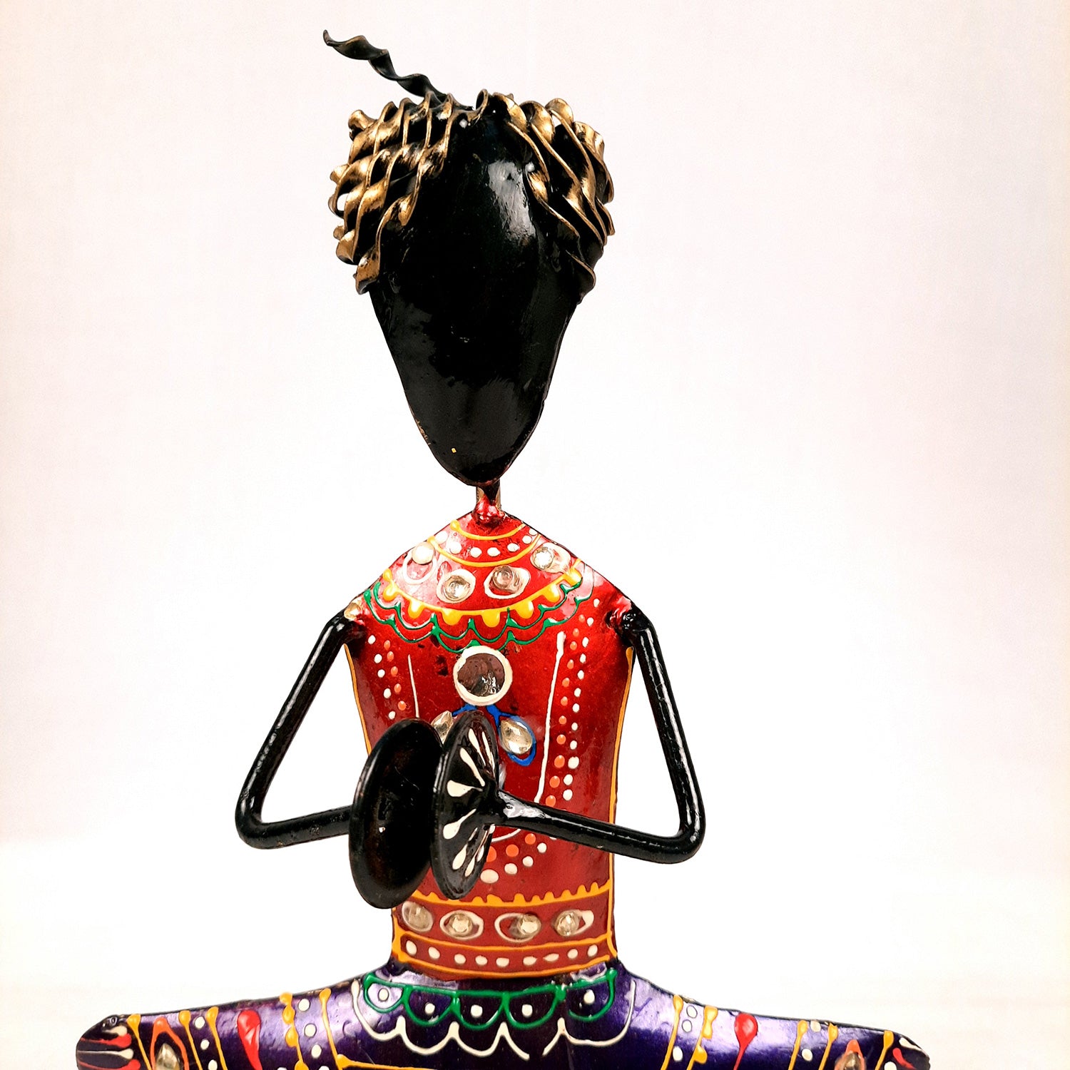 Showpiece Figurine - Rajasthani Musician Design | Decorative Show piece With Kundan Work - for Home, Bedroom, Living Room, Office Desk & Table Decor | Gifts For Wedding, Housewarming & Festivals -12 Inch (Set of 3) - Apkamart #Style_Design 2