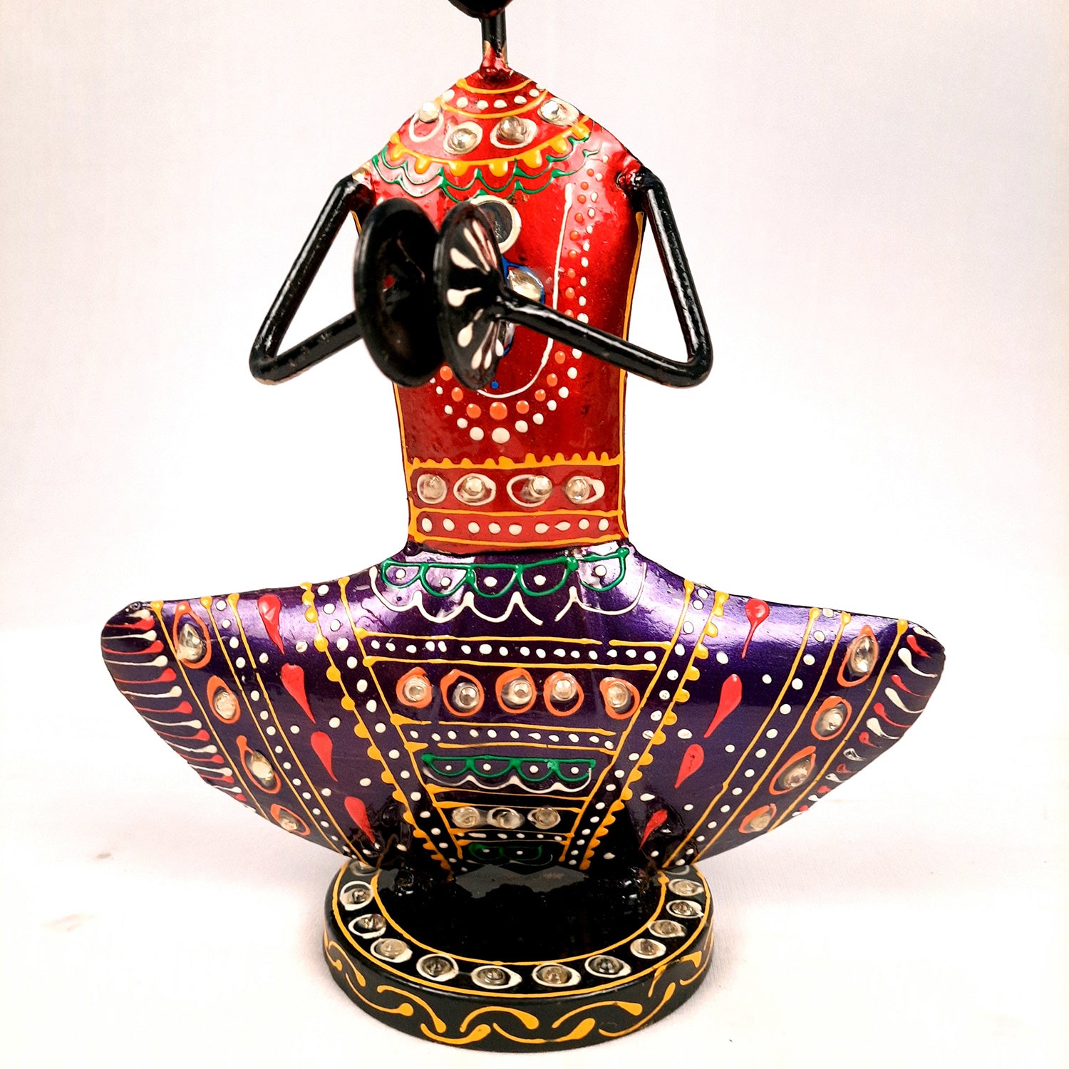 Showpiece Figurine - Rajasthani Musician Design | Decorative Show piece With Kundan Work - for Home, Bedroom, Living Room, Office Desk & Table Decor | Gifts For Wedding, Housewarming & Festivals -12 Inch (Set of 3) - Apkamart #Style_Design 2