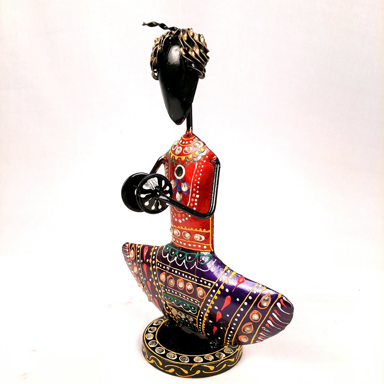 Showpiece Figurine - Rajasthani Musician Design | Decorative Show piece With Kundan Work - for Home, Bedroom, Living Room, Office Desk & Table Decor | Gifts For Wedding, Housewarming & Festivals -12 Inch (Set of 3) - Apkamart #Style_Design 2