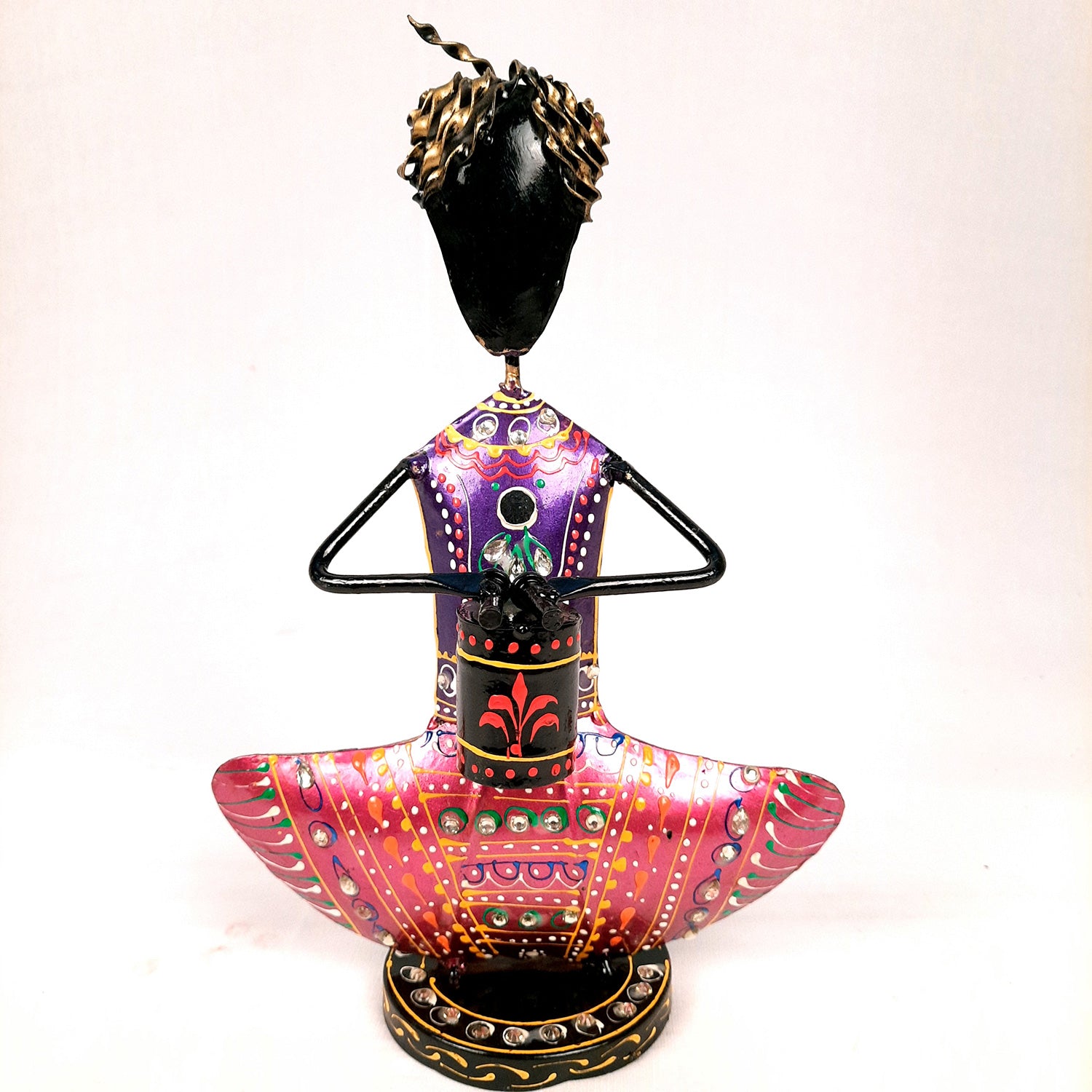 Showpiece Figurine - Rajasthani Musician Design | Decorative Show piece With Kundan Work - for Home, Bedroom, Living Room, Office Desk & Table Decor | Gifts For Wedding, Housewarming & Festivals -12 Inch (Set of 3) - Apkamart #Style_Design 2
