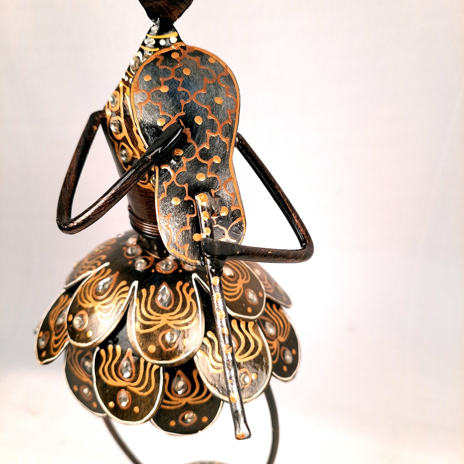 Showpiece Figurine - Muscian Singing & Playing Violin Design | Decorative Long Show pieces With Golden & Kundan Work | Artifacts for Home, Table, Living Room, TV Unit & Bedroom Decor & Gifts- 19 Inch (Set of 2) - Apkamart