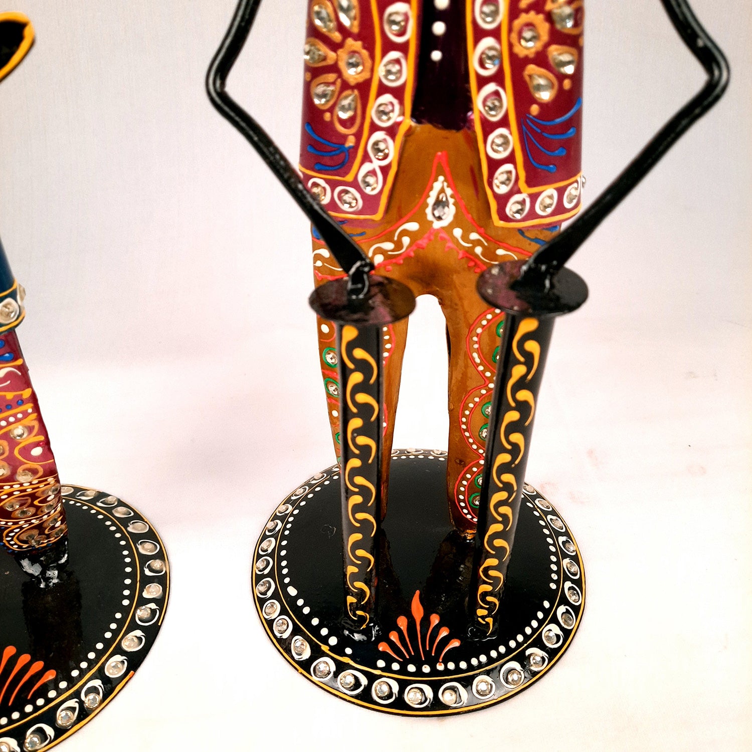 Showpiece Set - Musician Design | Figurines Playing Musical Instruments With Kundan Work - for Home, Bedroom, Living Room, Office Desk & Table & Gifts - 18 Inch (Set of 2)