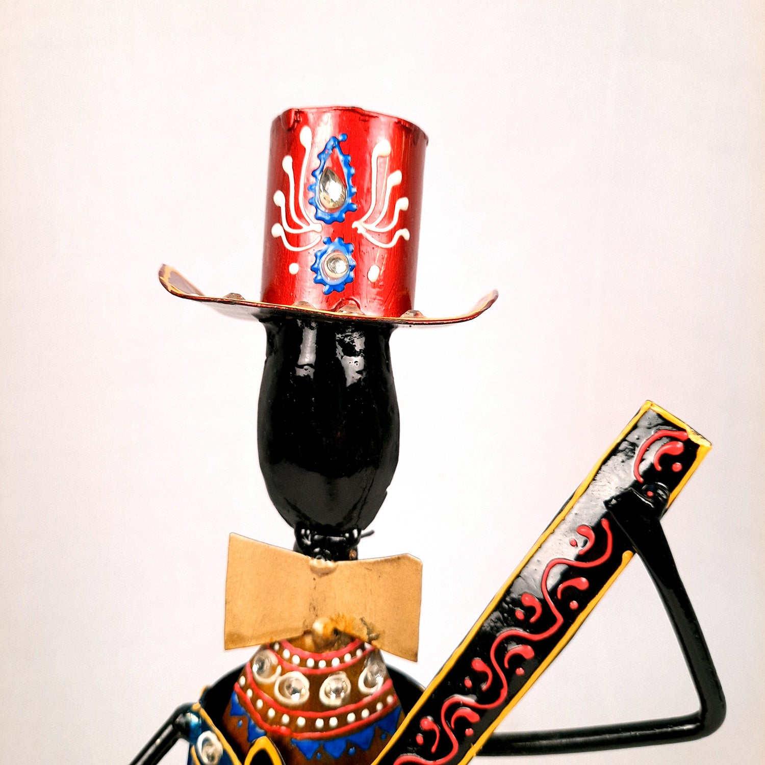 Showpiece Set - Musician Design | Figurines Playing Musical Instruments With Kundan Work - for Home, Bedroom, Living Room, Office Desk & Table & Gifts - 18 Inch (Set of 2)