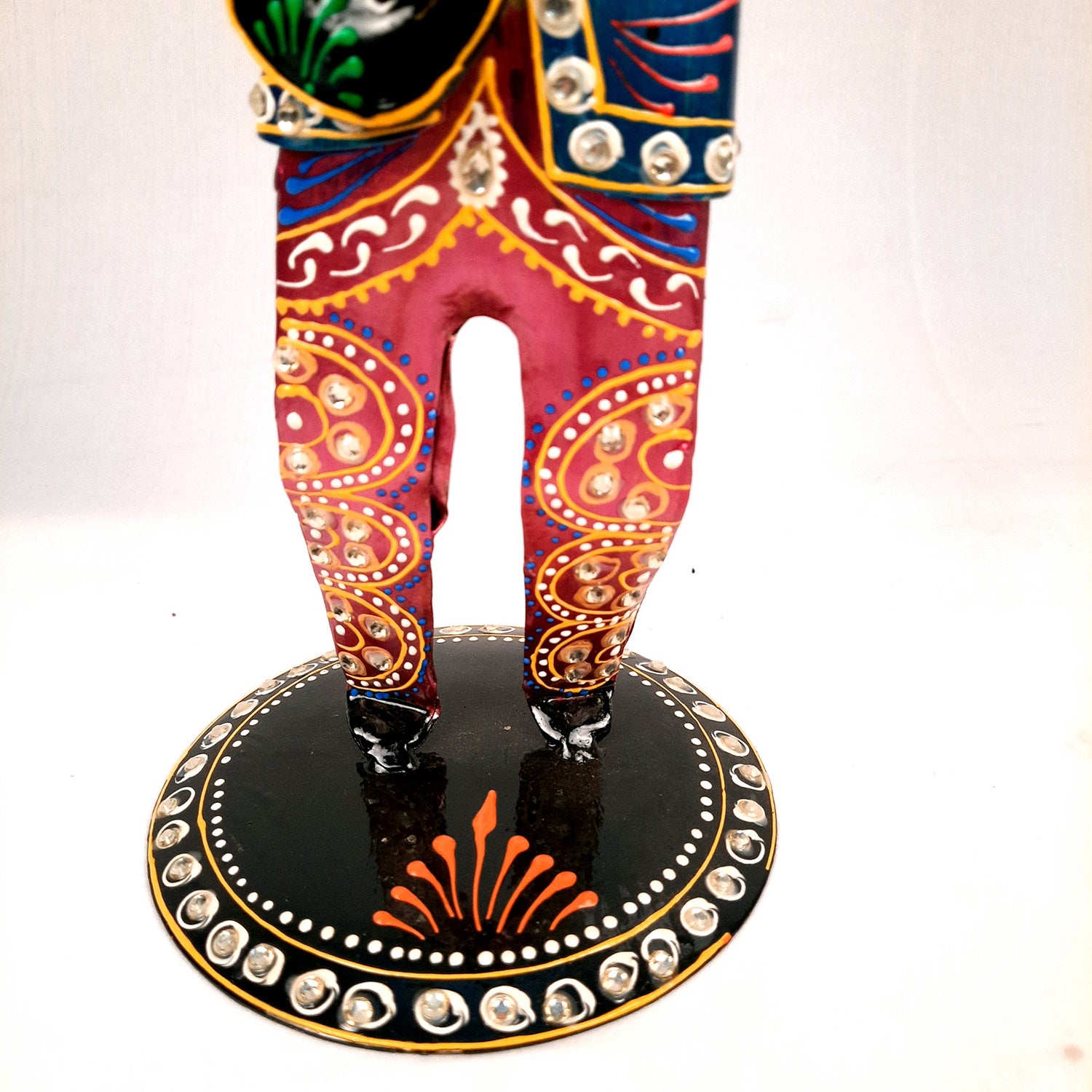 Showpiece Set - Musician Design | Figurines Playing Musical Instruments With Kundan Work - for Home, Bedroom, Living Room, Office Desk & Table & Gifts - 18 Inch (Set of 2)