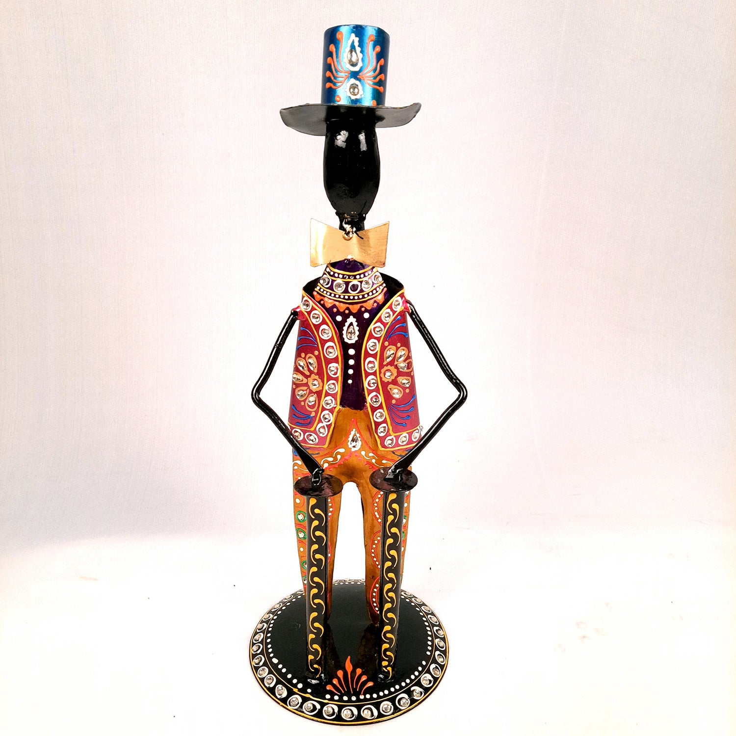 Showpiece Set - Musician Design | Figurines Playing Musical Instruments With Kundan Work - for Home, Bedroom, Living Room, Office Desk & Table & Gifts - 18 Inch (Set of 2)