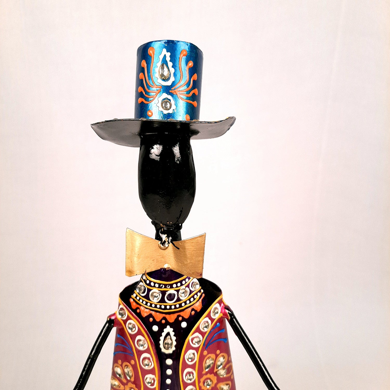 Showpiece Set - Musician Design | Figurines Playing Musical Instruments With Kundan Work - for Home, Bedroom, Living Room, Office Desk & Table & Gifts - 18 Inch (Set of 2)