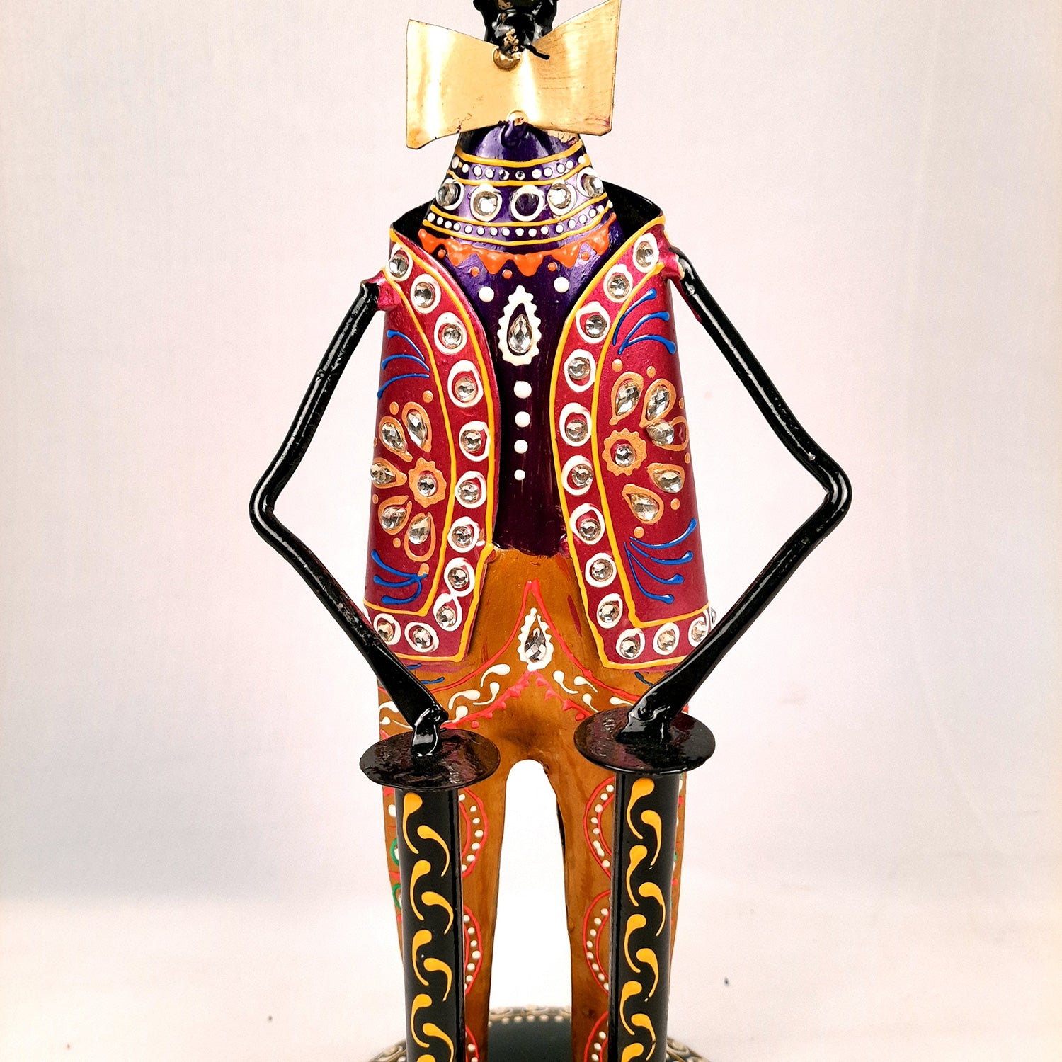 Showpiece Set - Musician Design | Figurines Playing Musical Instruments With Kundan Work - for Home, Bedroom, Living Room, Office Desk & Table & Gifts - 18 Inch (Set of 2)