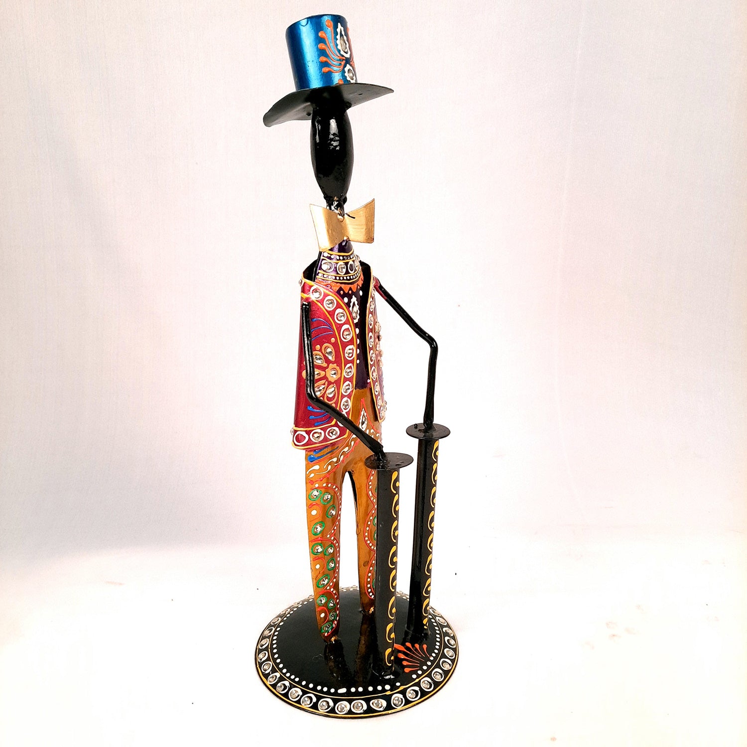 Showpiece Set - Musician Design | Figurines Playing Musical Instruments With Kundan Work - for Home, Bedroom, Living Room, Office Desk & Table & Gifts - 18 Inch (Set of 2)