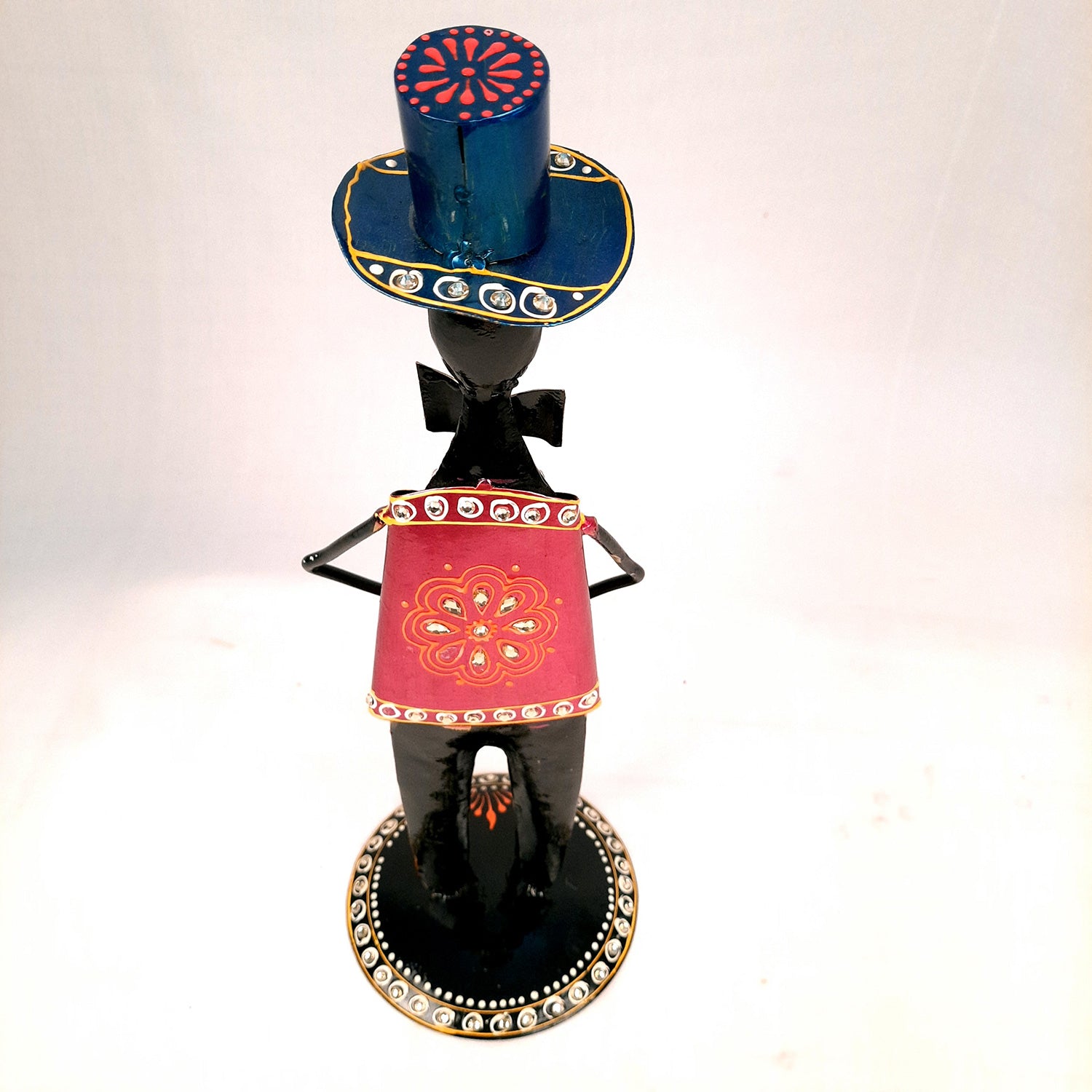 Showpiece Set - Musician Design | Figurines Playing Musical Instruments With Kundan Work - for Home, Bedroom, Living Room, Office Desk & Table & Gifts - 18 Inch (Set of 2)