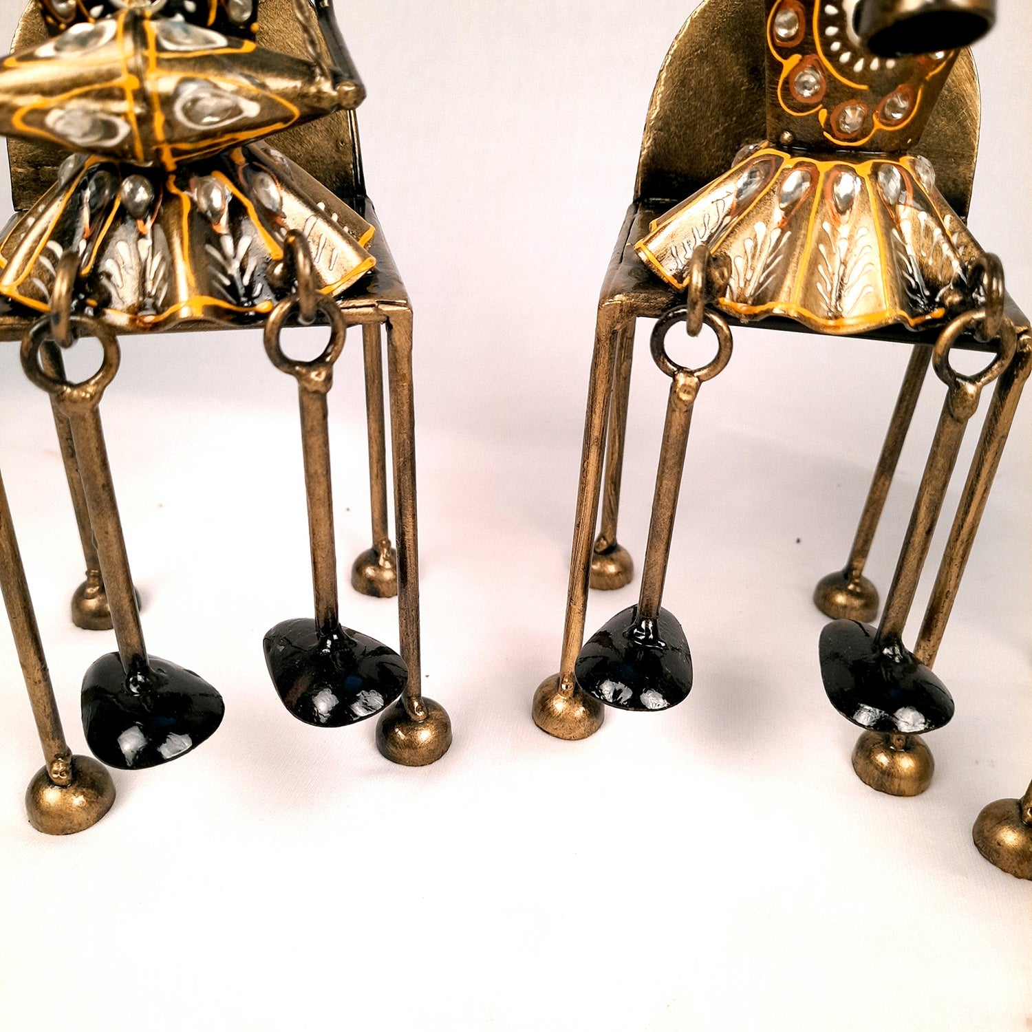 Figurine Showpiece - Musicians Sitting On Chair With Hanging Legs | Artifacts for Home, Table, Living Room, TV Unit & Bedroom Decor | Decorative Show piece for Office Desk & Gifts - 12 Inch (Set of 3) - Apkamart