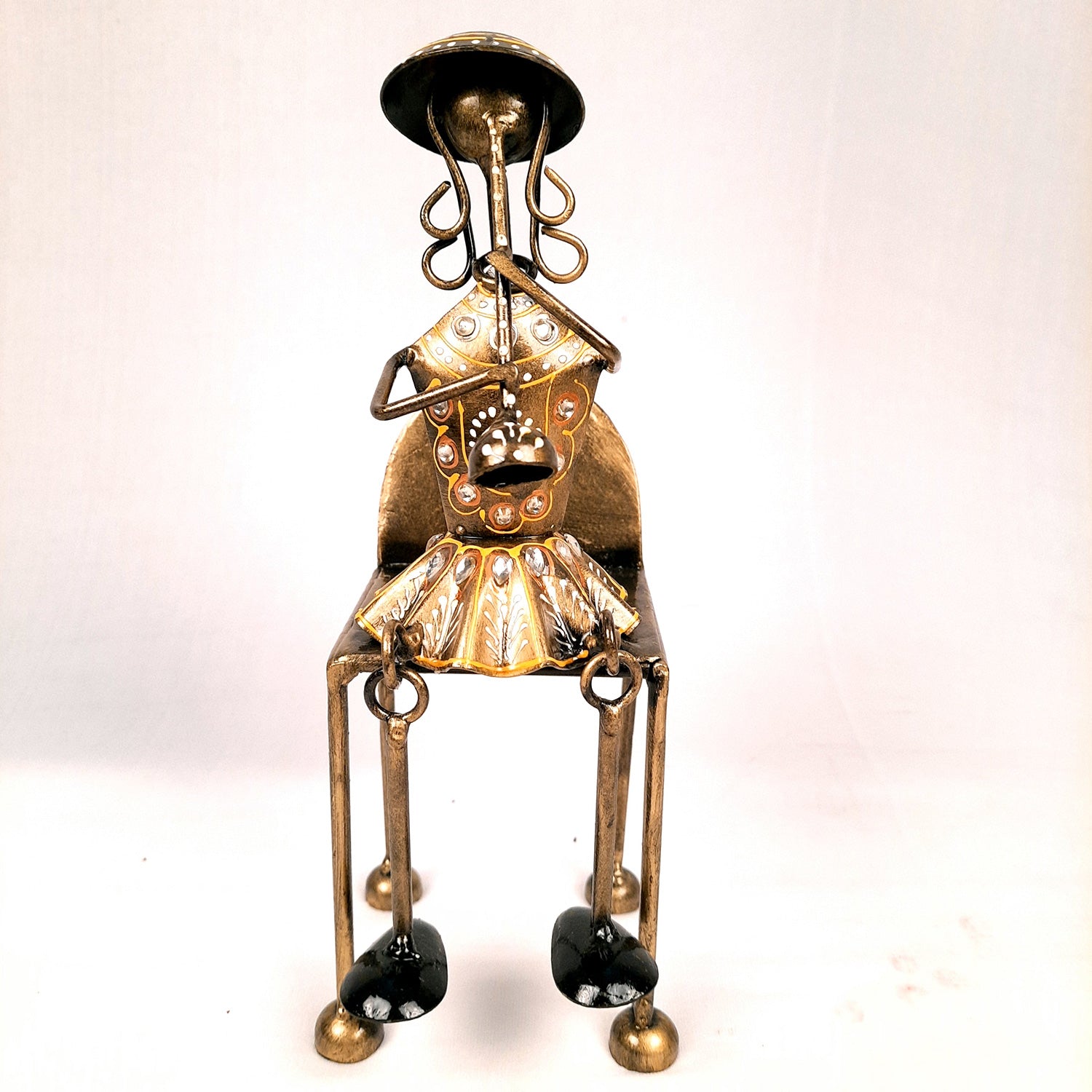 Figurine Showpiece - Musicians Sitting On Chair With Hanging Legs | Artifacts for Home, Table, Living Room, TV Unit & Bedroom Decor | Decorative Show piece for Office Desk & Gifts - 12 Inch (Set of 3) - Apkamart