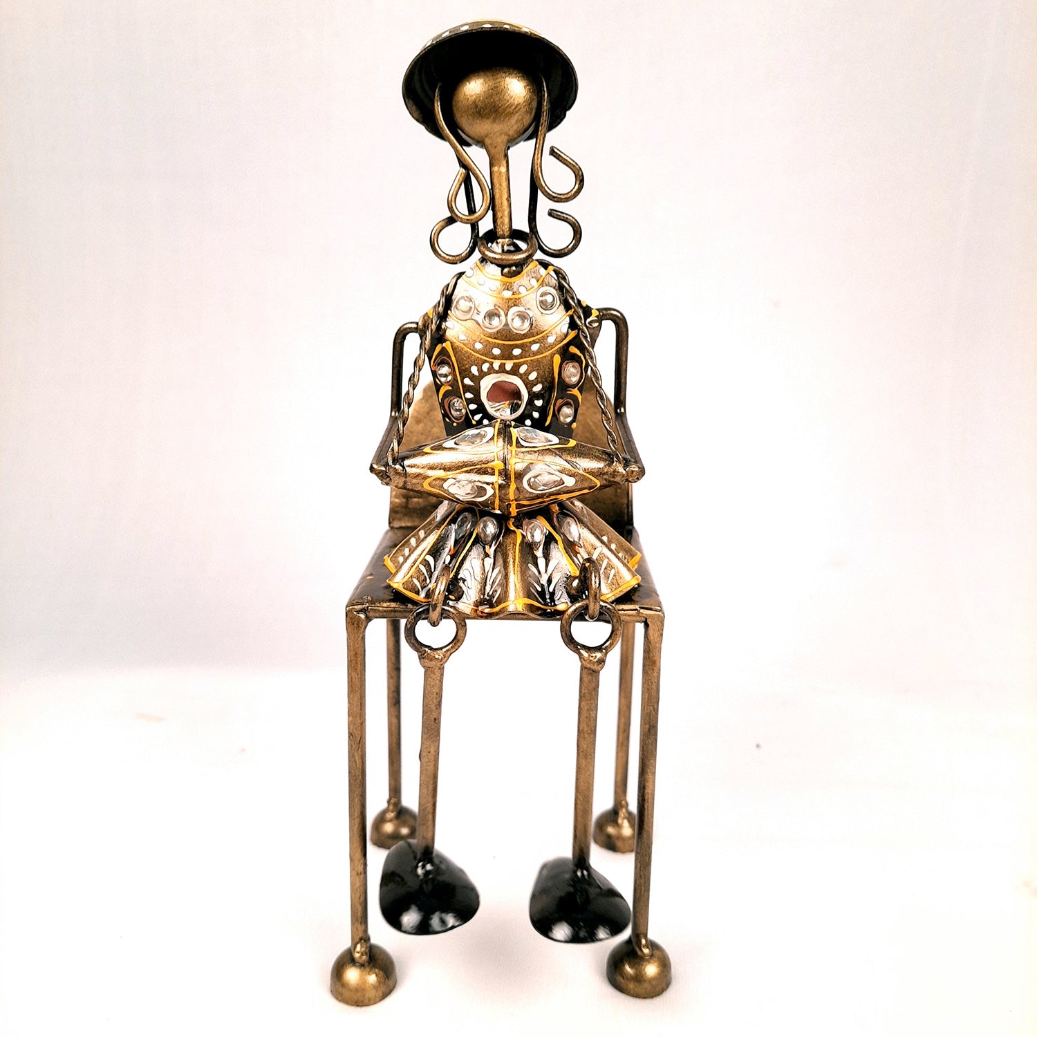 Figurine Showpiece - Musicians Sitting On Chair With Hanging Legs | Artifacts for Home, Table, Living Room, TV Unit & Bedroom Decor | Decorative Show piece for Office Desk & Gifts - 12 Inch (Set of 3) - Apkamart