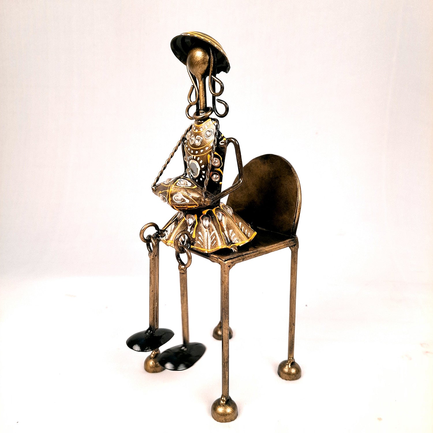 Figurine Showpiece - Musicians Sitting On Chair With Hanging Legs | Artifacts for Home, Table, Living Room, TV Unit & Bedroom Decor | Decorative Show piece for Office Desk & Gifts - 12 Inch (Set of 3) - Apkamart