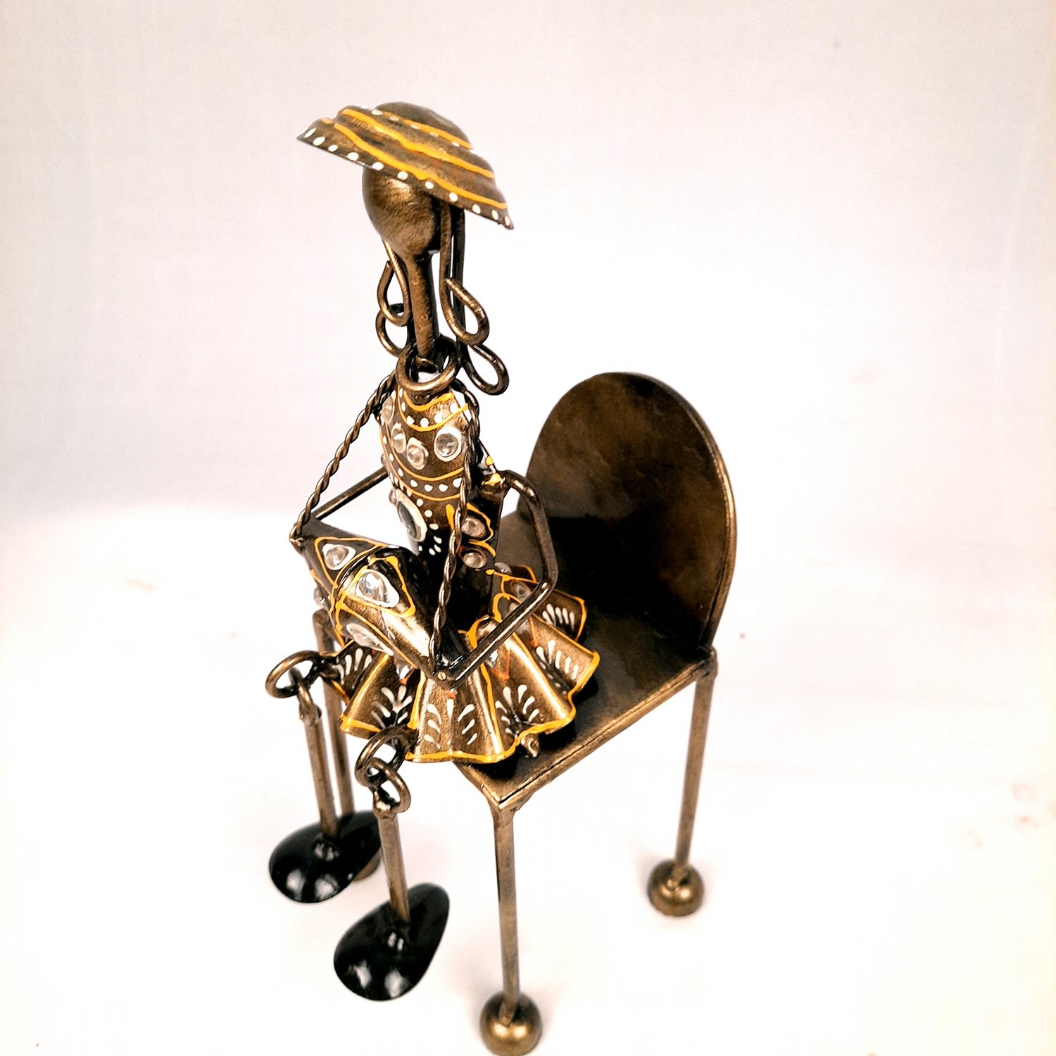 Figurine Showpiece - Musicians Sitting On Chair With Hanging Legs | Artifacts for Home, Table, Living Room, TV Unit & Bedroom Decor | Decorative Show piece for Office Desk & Gifts - 12 Inch (Set of 3) - Apkamart