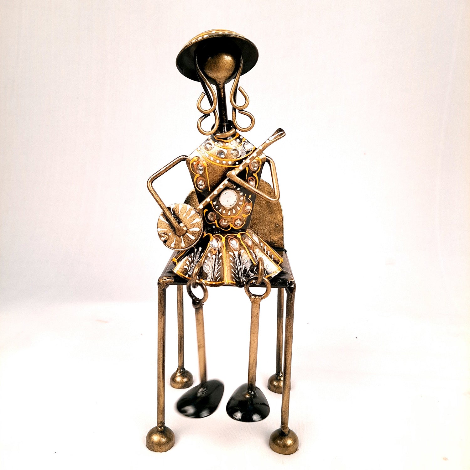 Figurine Showpiece - Musicians Sitting On Chair With Hanging Legs | Artifacts for Home, Table, Living Room, TV Unit & Bedroom Decor | Decorative Show piece for Office Desk & Gifts - 12 Inch (Set of 3) - Apkamart