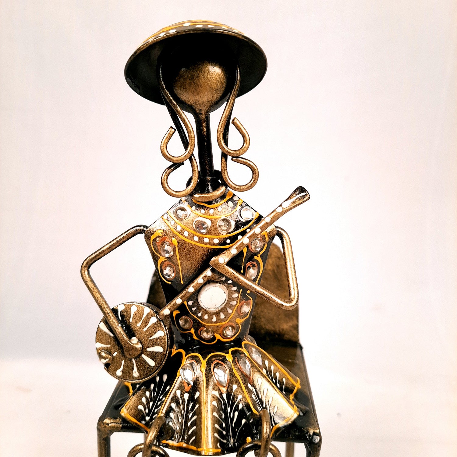 Figurine Showpiece - Musicians Sitting On Chair With Hanging Legs | Artifacts for Home, Table, Living Room, TV Unit & Bedroom Decor | Decorative Show piece for Office Desk & Gifts - 12 Inch (Set of 3) - Apkamart