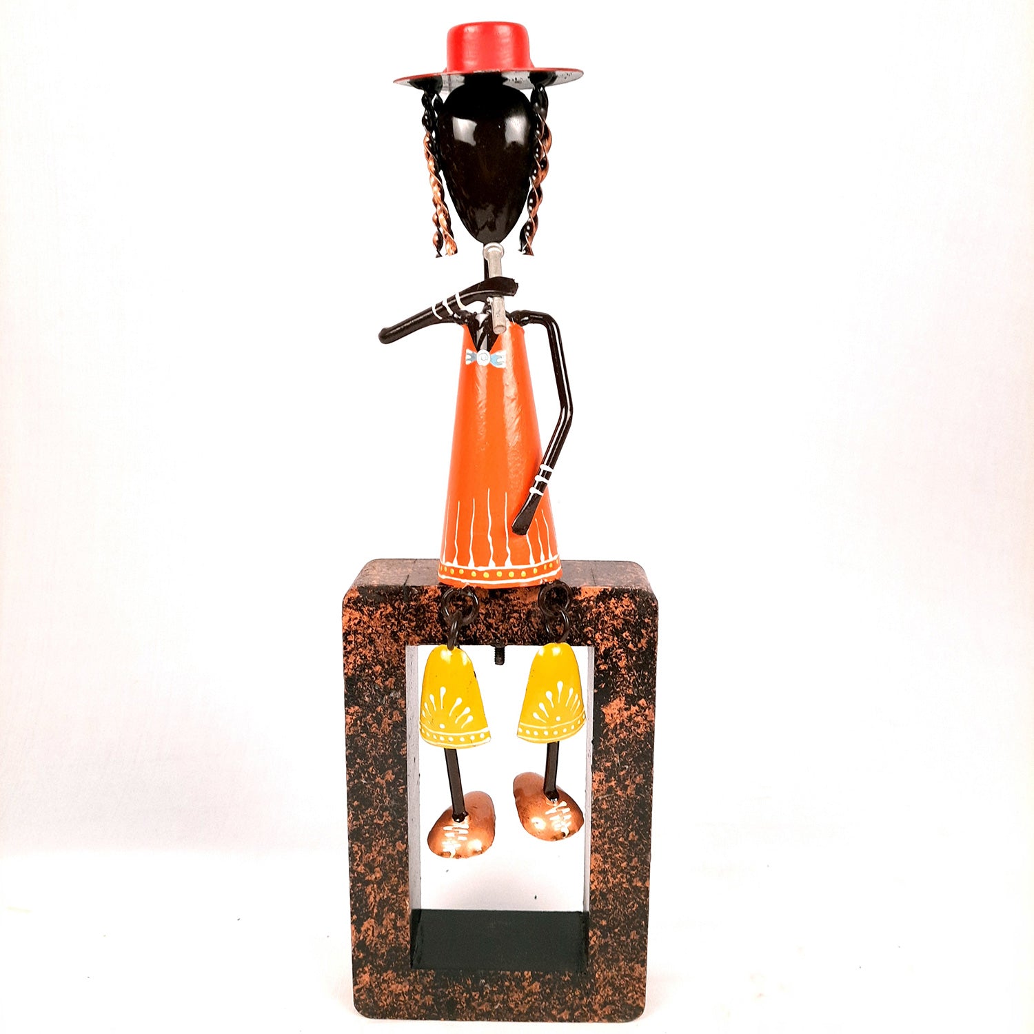 Musician Showpiece Cum Wall Hanging | Figurines Playing Musical Instruments With Hanging Legs | Decorative Showpieces - For Home, Table, Living Room, TV Unit, Balcony, Wall Decor & Gifts - 16 Inch (Set of 3) - Apkamart