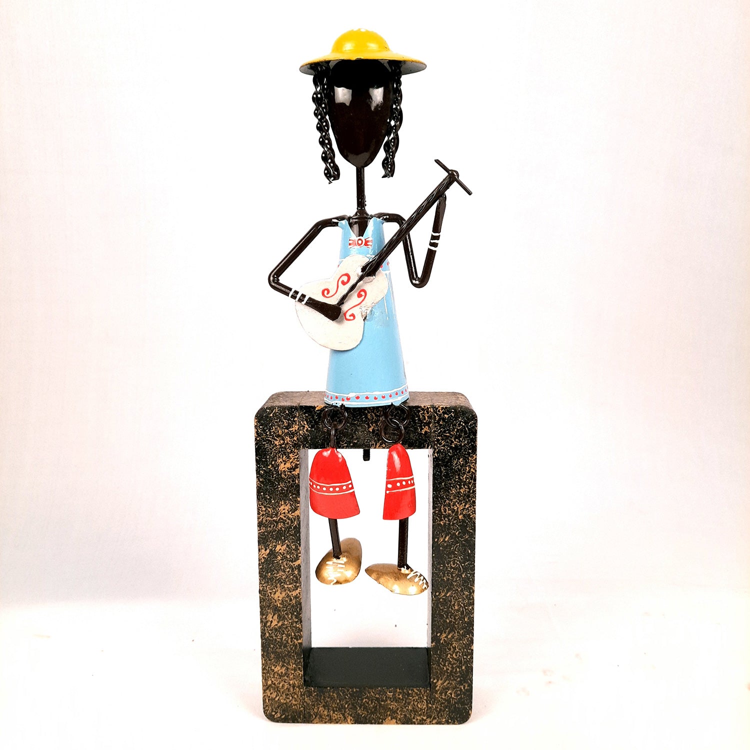 Musician Showpiece Cum Wall Hanging | Figurines Playing Musical Instruments With Hanging Legs | Decorative Showpieces - For Home, Table, Living Room, TV Unit, Balcony, Wall Decor & Gifts - 16 Inch (Set of 3) - Apkamart