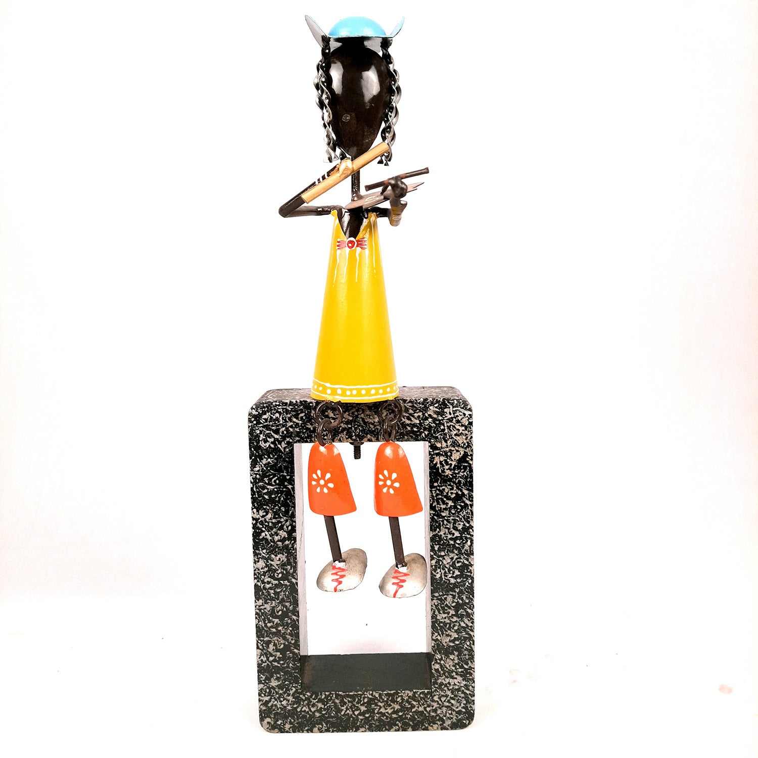 Musician Showpiece Cum Wall Hanging | Figurines Playing Musical Instruments With Hanging Legs | Decorative Showpieces - For Home, Table, Living Room, TV Unit, Balcony, Wall Decor & Gifts - 16 Inch (Set of 3) - Apkamart