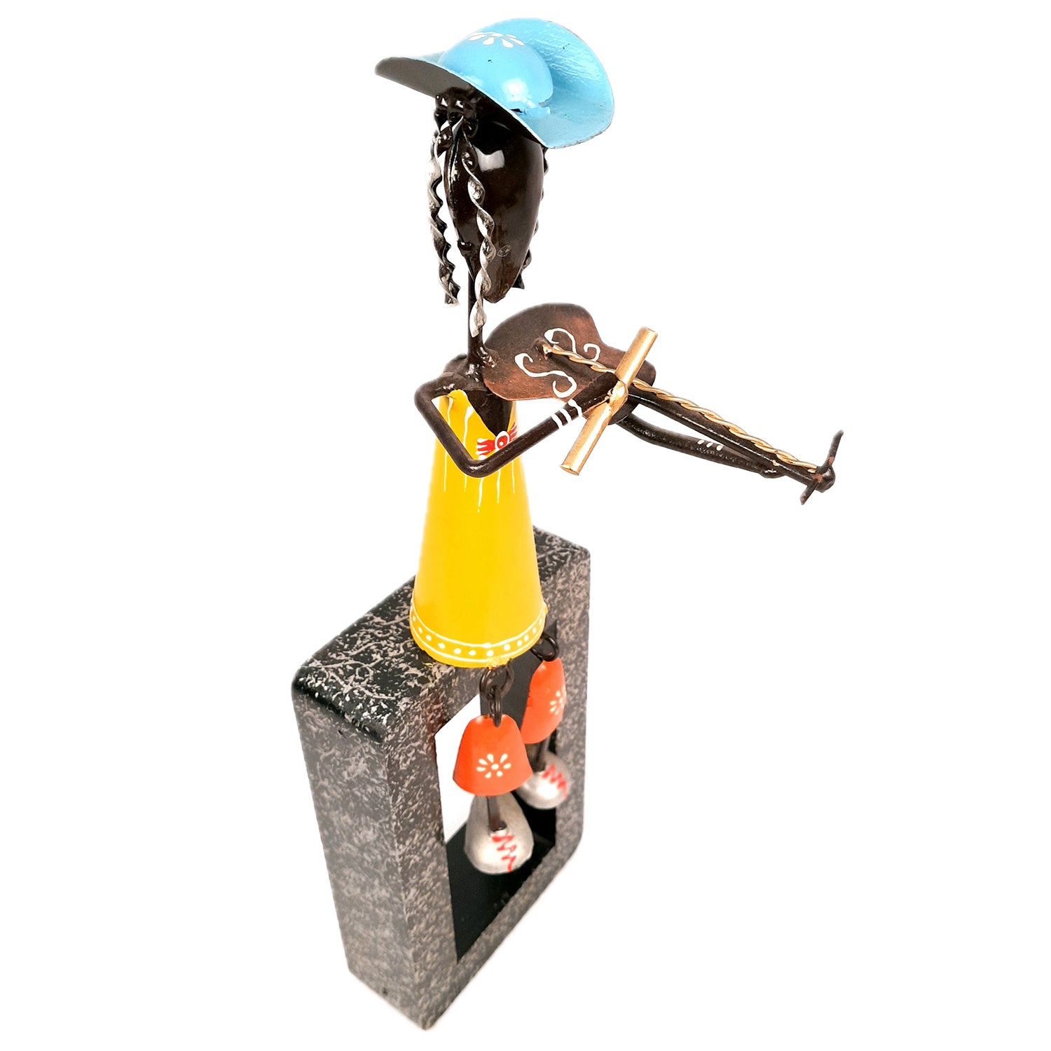 Musician Showpiece Cum Wall Hanging | Figurines Playing Musical Instruments With Hanging Legs | Decorative Showpieces - For Home, Table, Living Room, TV Unit, Balcony, Wall Decor & Gifts - 16 Inch (Set of 3) - Apkamart