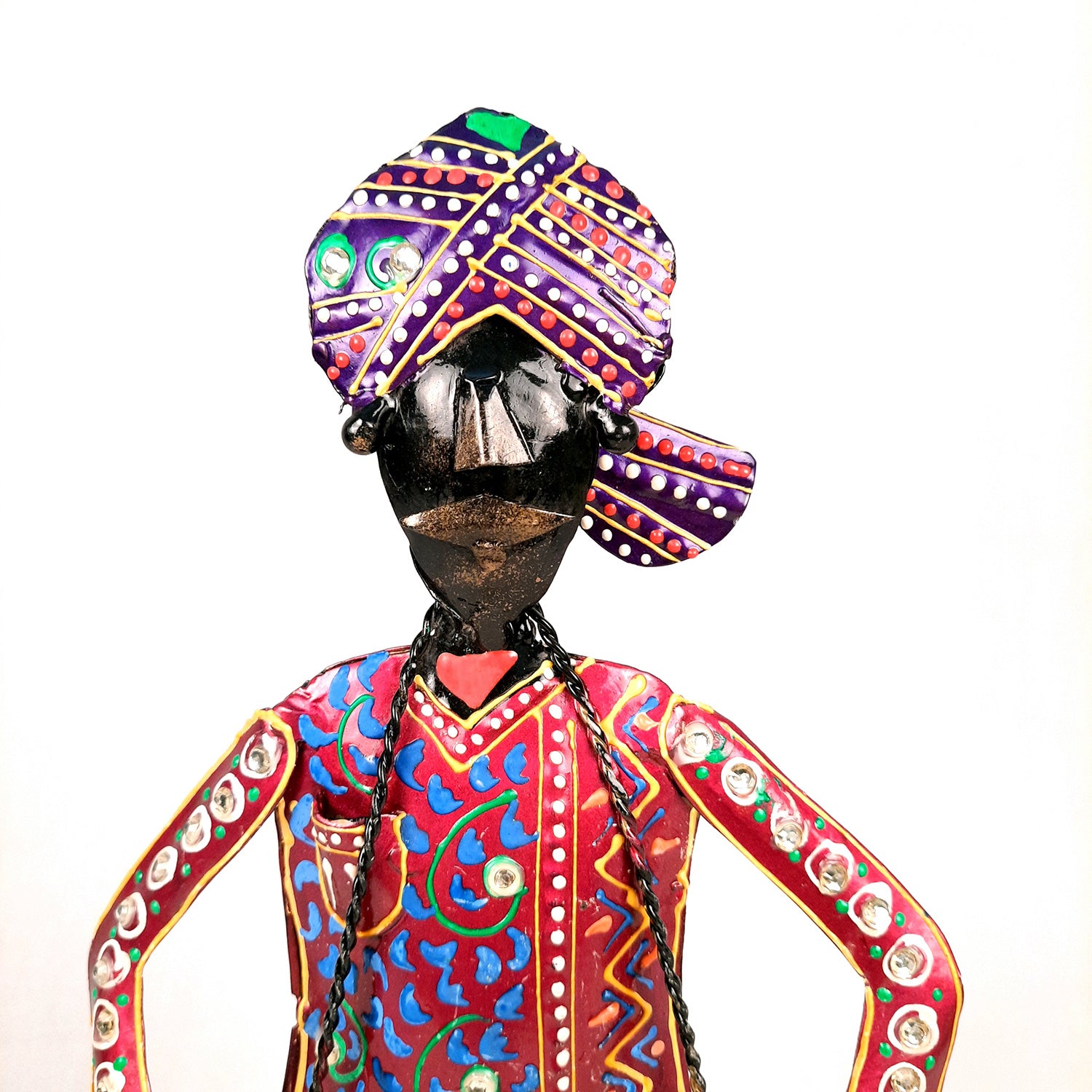 Showpiece Musician Set | Decorative Figurines Playing Musical Instrument With Kundan Work - For Home, Table, Living Room & TV Unit | Show Piece For Office Desk & Gifts - 14 Inch (Set of 3) - Apkamart