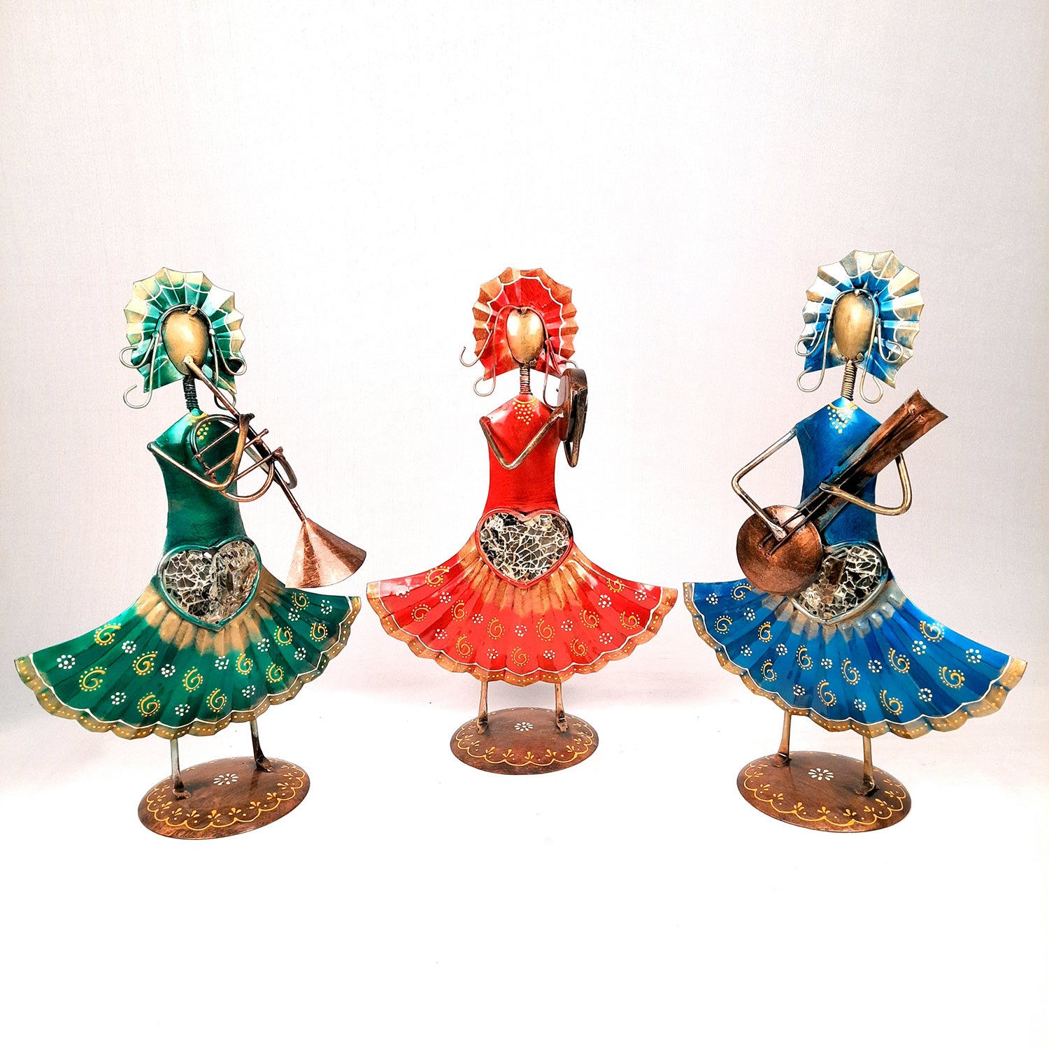 Musician Showpiece - Russian Musicians Playing Musical Instruments | Decorative Figurines - For Home, Table, Living Room, TV Unit, Bedroom Decor | Handicraft Gifts -14 Inch (Set of 3) - Apkamart