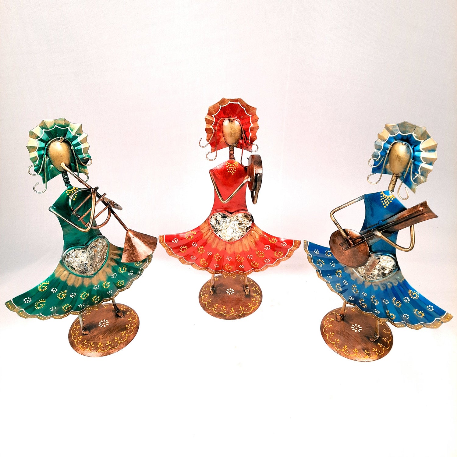Musician Showpiece - Russian Musicians Playing Musical Instruments | Decorative Figurines - For Home, Table, Living Room, TV Unit, Bedroom Decor | Handicraft Gifts -14 Inch (Set of 3) - Apkamart
