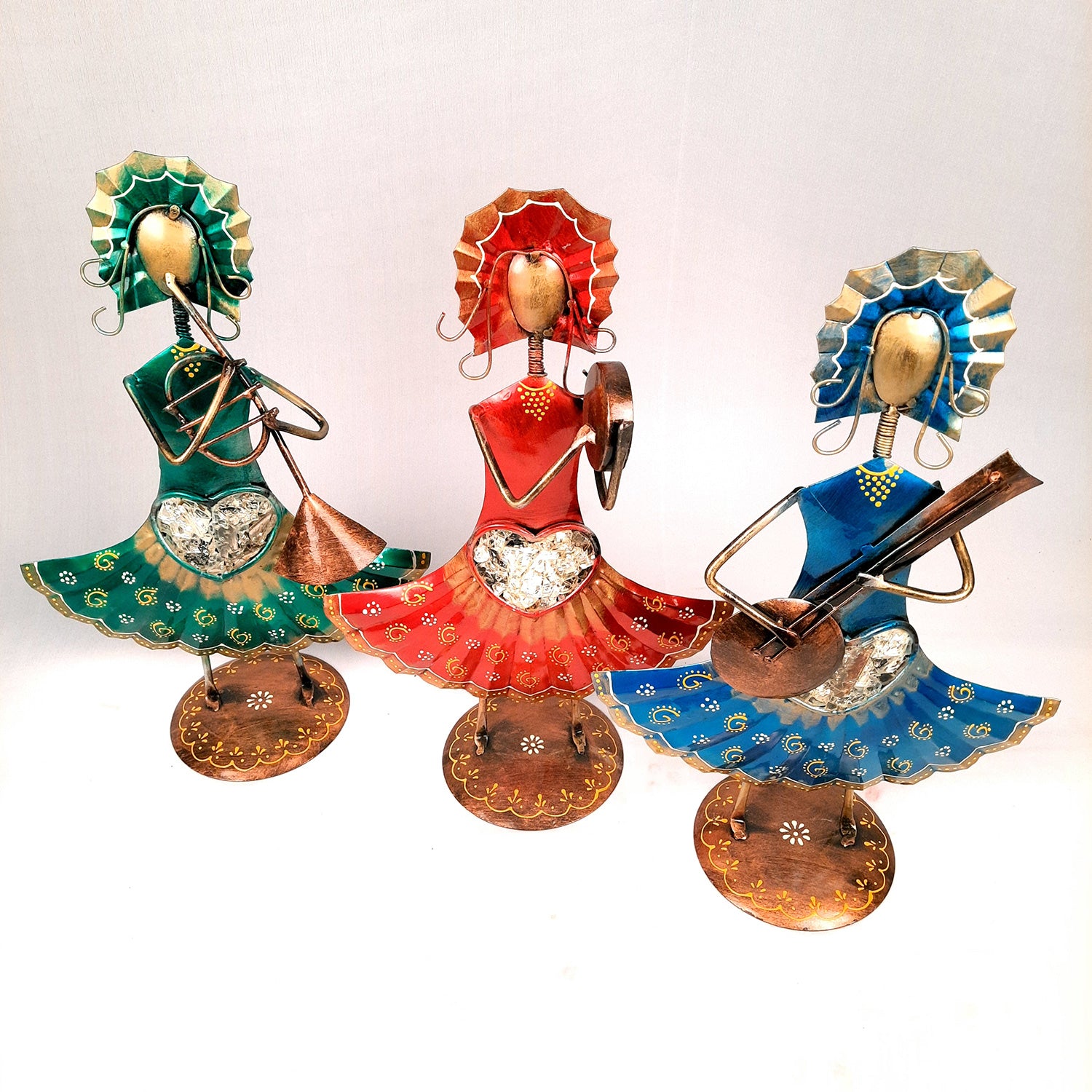 Musician Showpiece - Russian Musicians Playing Musical Instruments | Decorative Figurines - For Home, Table, Living Room, TV Unit, Bedroom Decor | Handicraft Gifts -14 Inch (Set of 3) - Apkamart