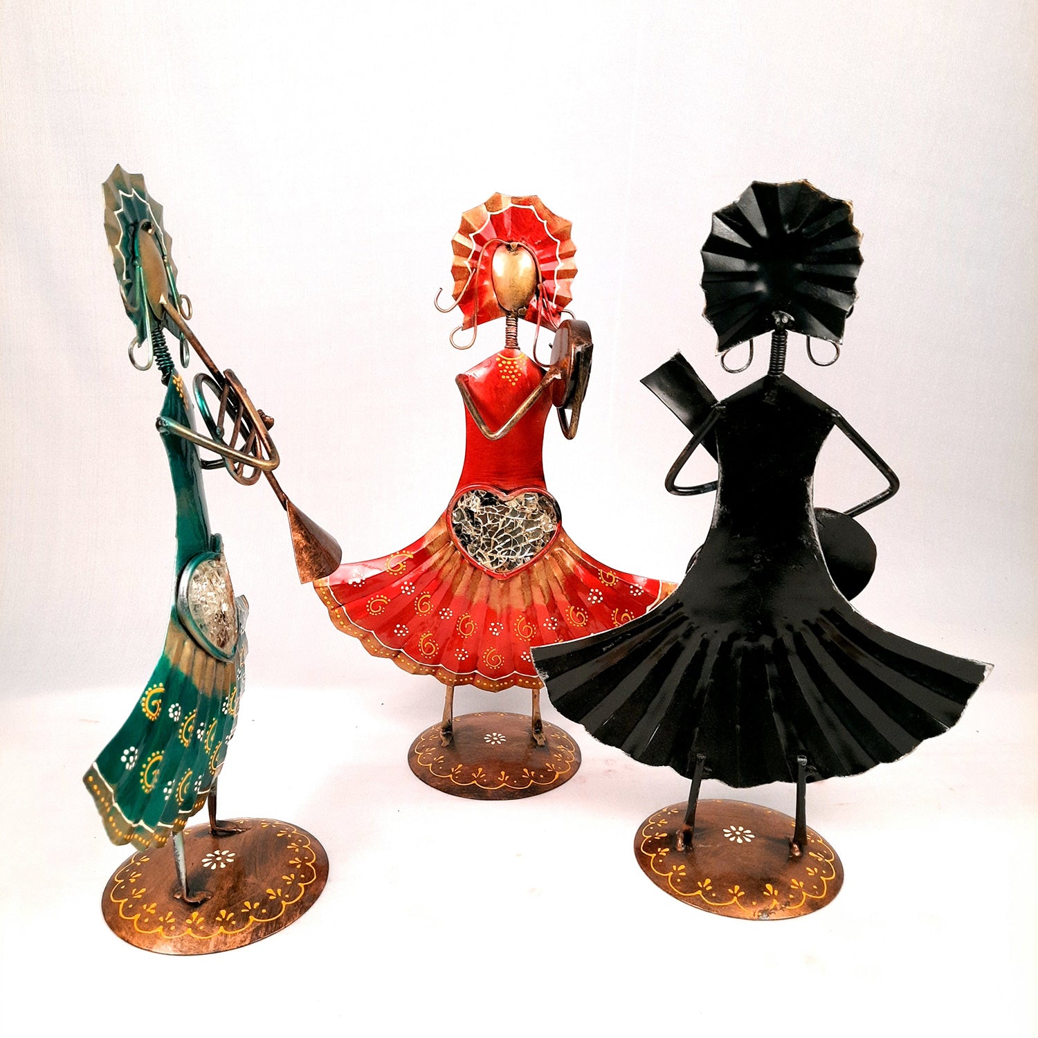 Musician Showpiece - Russian Musicians Playing Musical Instruments | Decorative Figurines - For Home, Table, Living Room, TV Unit, Bedroom Decor | Handicraft Gifts -14 Inch (Set of 3) - Apkamart