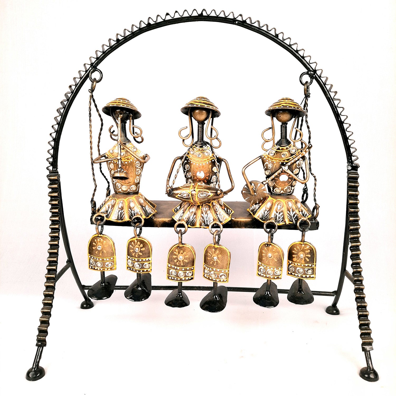 Musician Showpiece Sitting On Swing Design | Decorative Figurines With Hanging Legs - for Home, Bedroom, Living Room, Office Desk & Table Decor | Gifts For Wedding, Housewarming & Festivals - 15 Inch - Apkamart