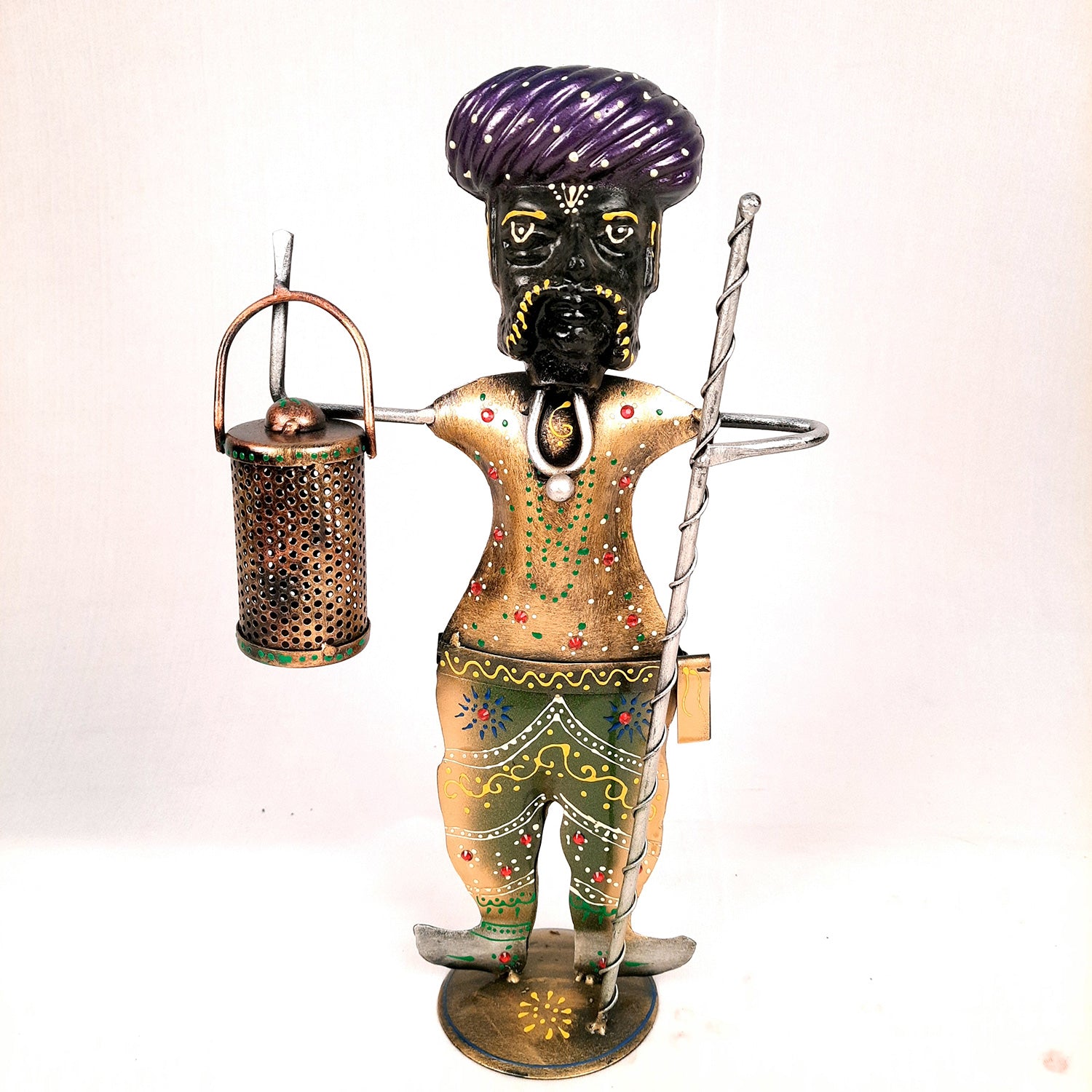 Darbaan Showpiece | Village Men Holding Stick & Lantern Figurines | Handicraft Show Pieces - For Home, Table, Living Room, TV Unit Decor | Housewarming & Festivals Gifts - 14 Inch (Set of 3) - Apkamart