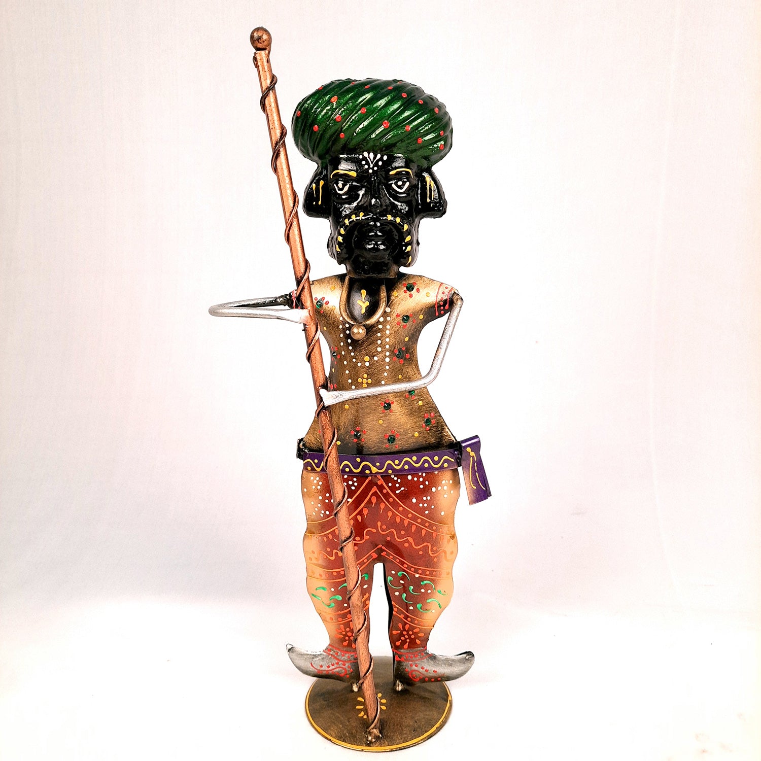 Darbaan Showpiece | Village Men Holding Stick & Lantern Figurines | Handicraft Show Pieces - For Home, Table, Living Room, TV Unit Decor | Housewarming & Festivals Gifts - 14 Inch (Set of 3) - Apkamart