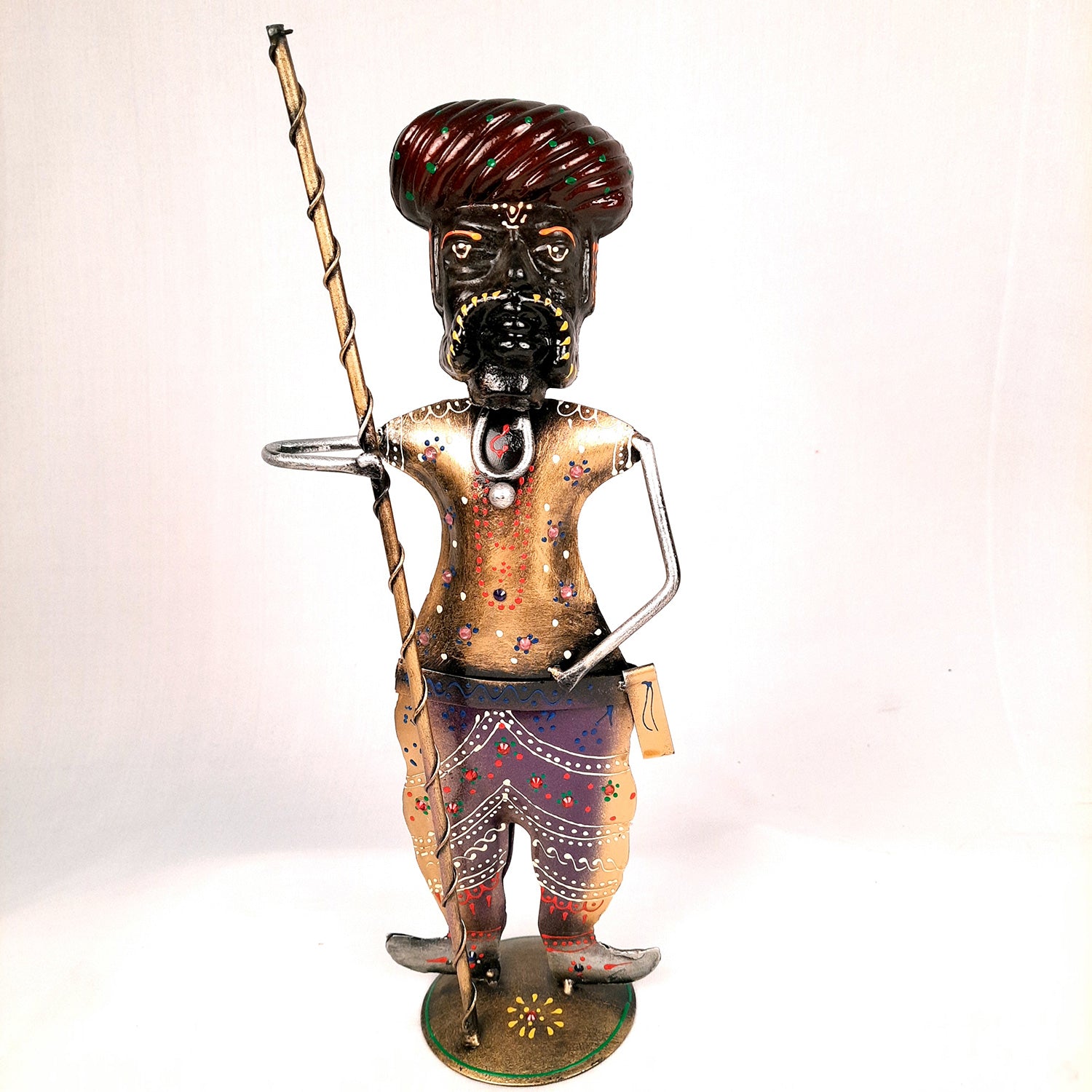 Darbaan Showpiece | Village Men Holding Stick & Lantern Figurines | Handicraft Show Pieces - For Home, Table, Living Room, TV Unit Decor | Housewarming & Festivals Gifts - 14 Inch (Set of 3) - Apkamart