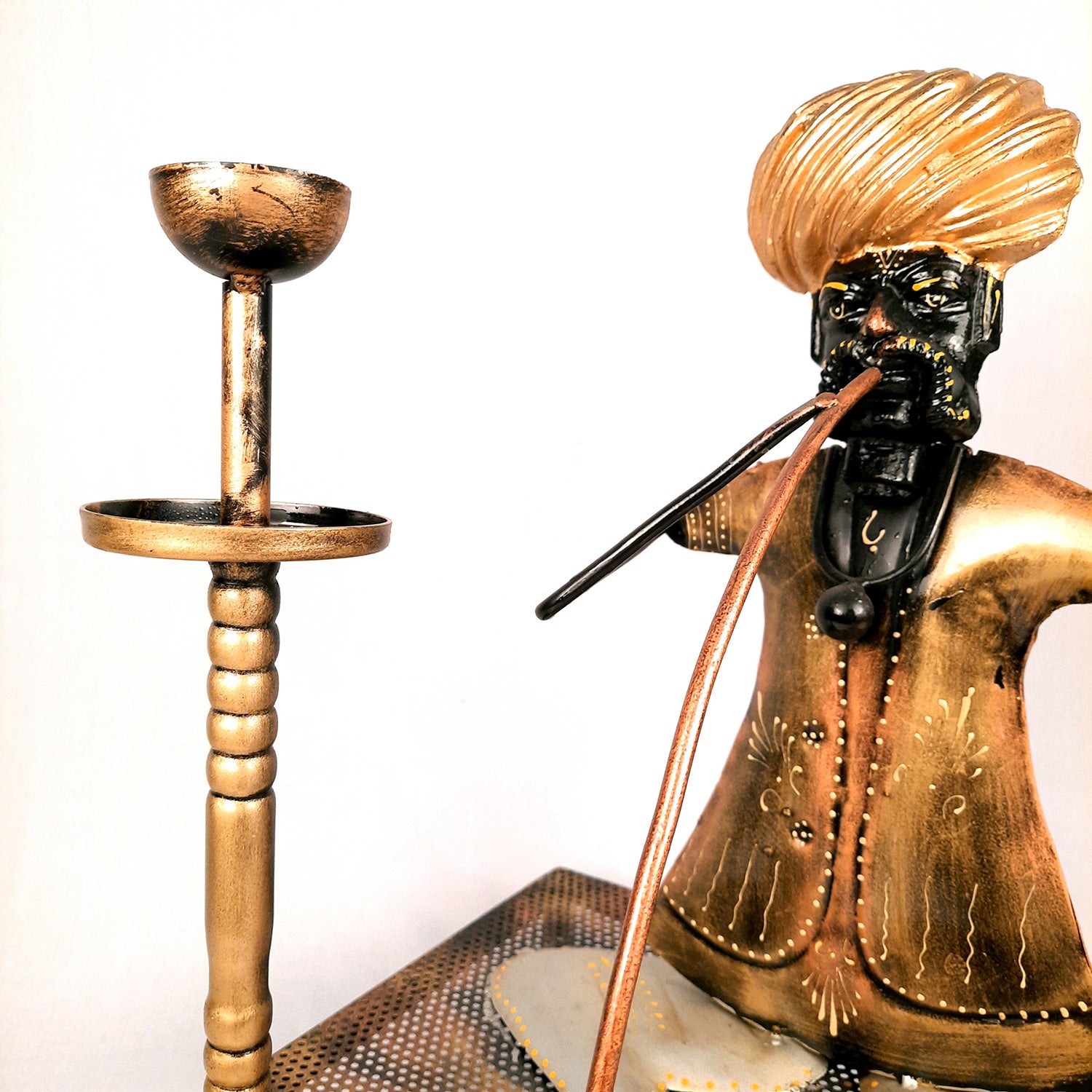 Showpiece - Village Man With Hukka Design | Decorative Big Figurine - for Home, Bedroom, Living Room, Office Desk & Bar Decor - 18 Inch - Apkamart