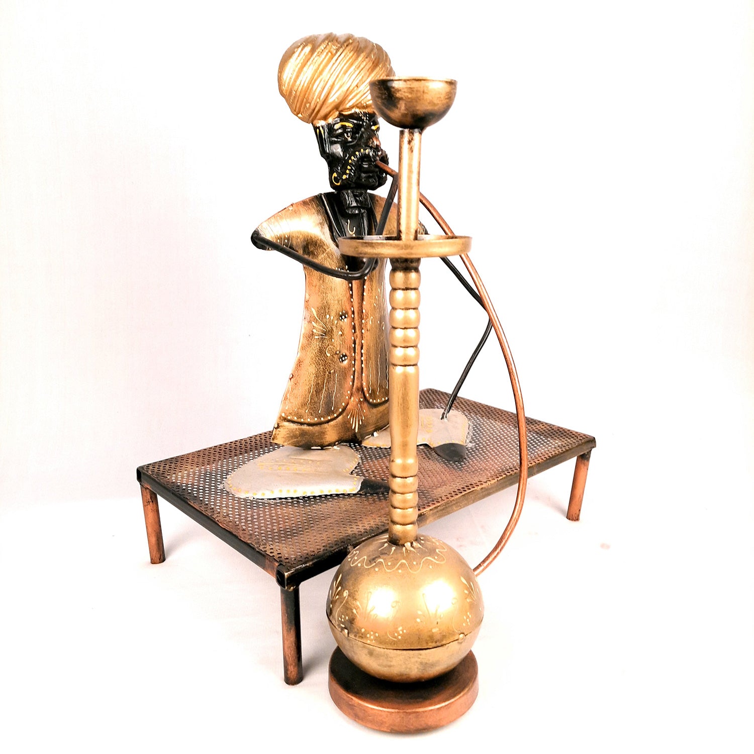 Showpiece - Village Man With Hukka Design | Decorative Big Figurine - for Home, Bedroom, Living Room, Office Desk & Bar Decor - 18 Inch - Apkamart