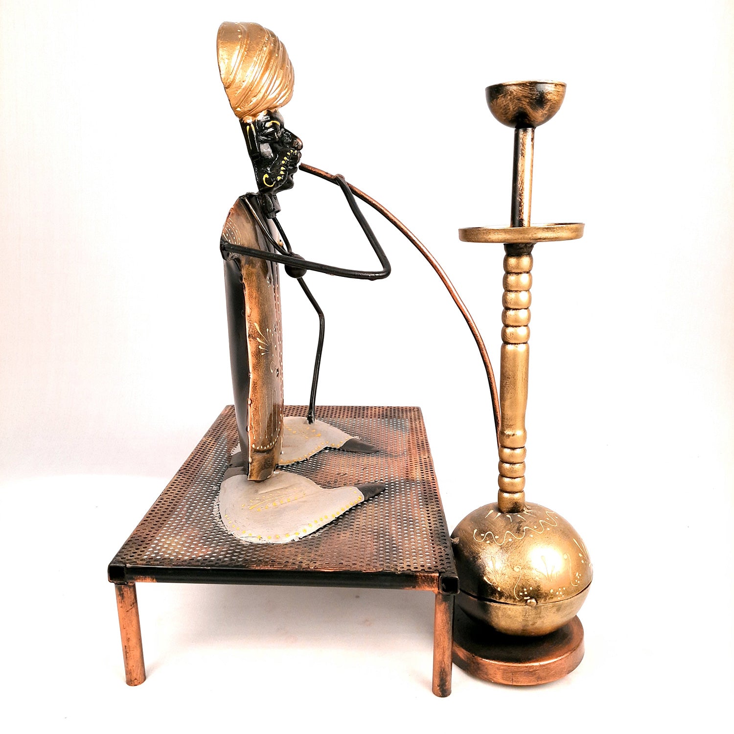 Showpiece - Village Man With Hukka Design | Decorative Big Figurine - for Home, Bedroom, Living Room, Office Desk & Bar Decor - 18 Inch - Apkamart