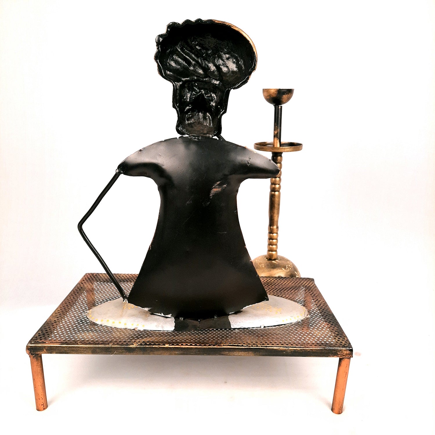 Showpiece - Village Man With Hukka Design | Decorative Big Figurine - for Home, Bedroom, Living Room, Office Desk & Bar Decor - 18 Inch - Apkamart