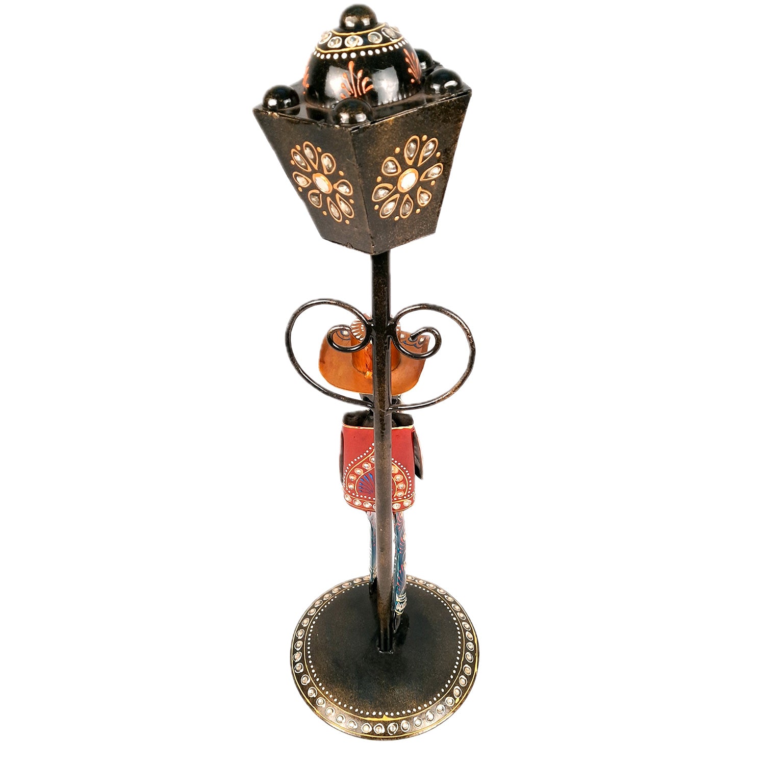 Showpiece Set - Musician Playing Musical Instrument Under Lamp Post | Handicraft Figurines With Kundan Work - For Table, Living Room, Bedroom & TV Unit | Big Show Piece For Office Desk & Gifts- 22 Inch (Set of 2) - apkamart