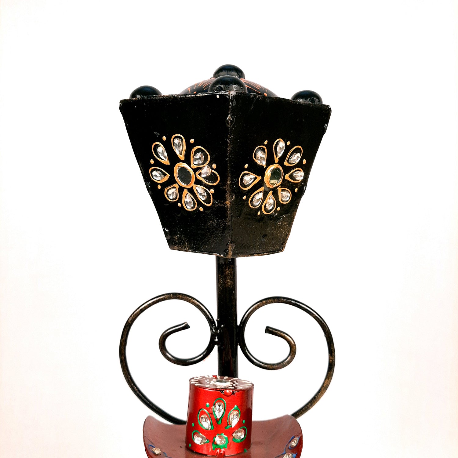 Showpiece Set - Musician Playing Musical Instrument Under Lamp Post | Handicraft Figurines With Kundan Work - For Table, Living Room, Bedroom & TV Unit | Big Show Piece For Office Desk & Gifts- 22 Inch (Set of 2) - apkamart