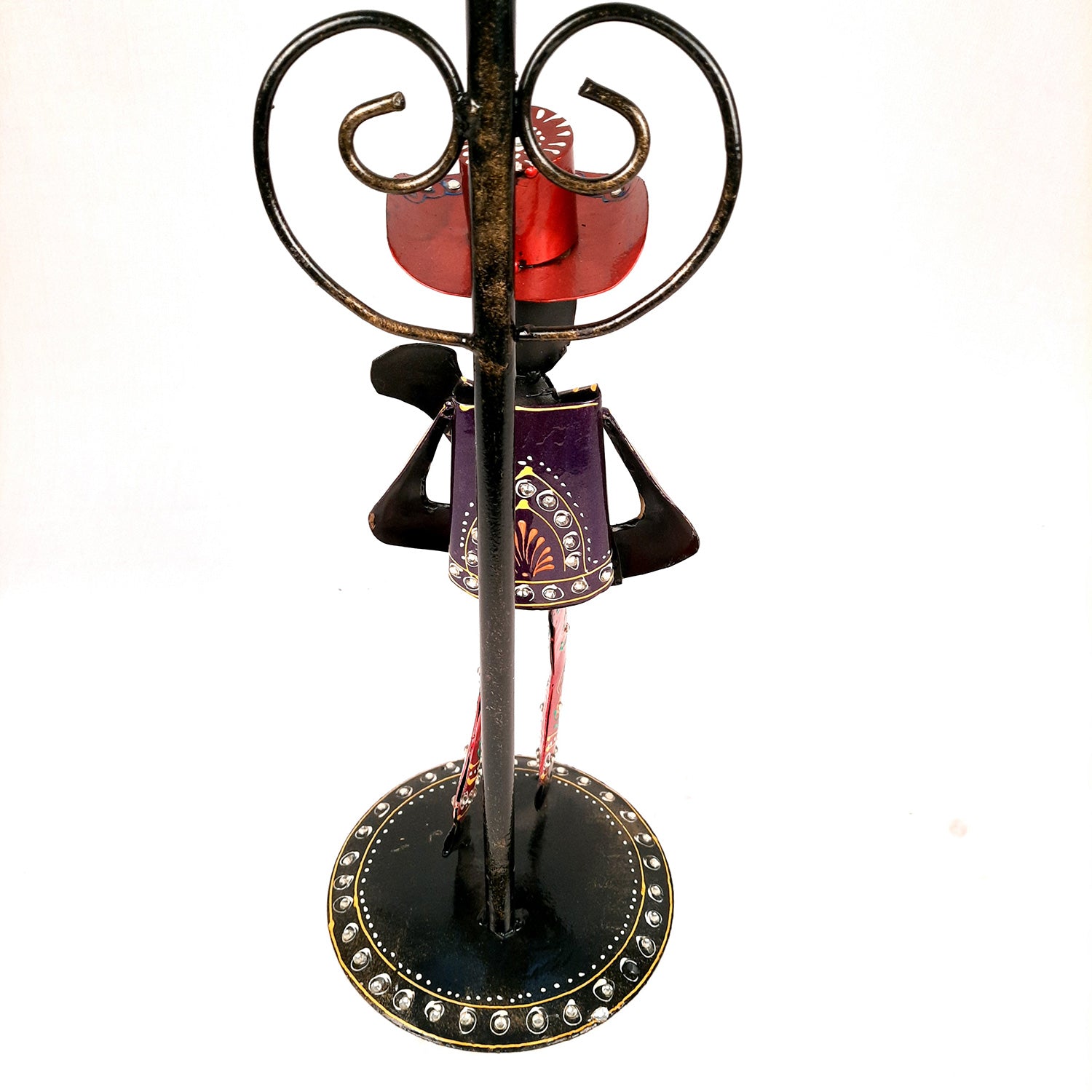 Showpiece Set - Musician Playing Musical Instrument Under Lamp Post | Handicraft Figurines With Kundan Work - For Table, Living Room, Bedroom & TV Unit | Big Show Piece For Office Desk & Gifts- 22 Inch (Set of 2) - apkamart