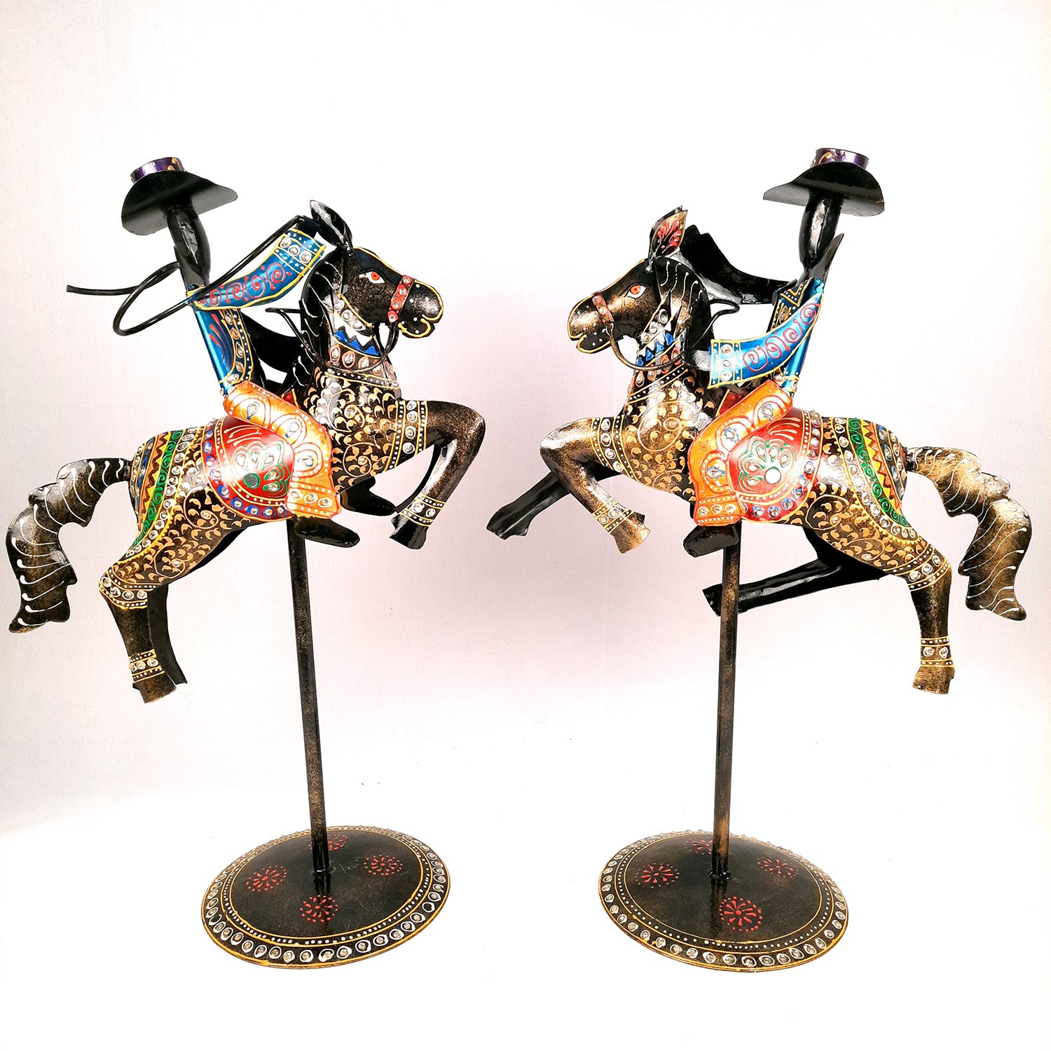 Showpiece - Cowboy Riding On Horse With Hunter Figurine | Decorative Big Show piece - for Home, Corner, Living Room, Office Desk & Table Decor | Gifts For Him - 16 Inch (Set of 2) - Apkamart