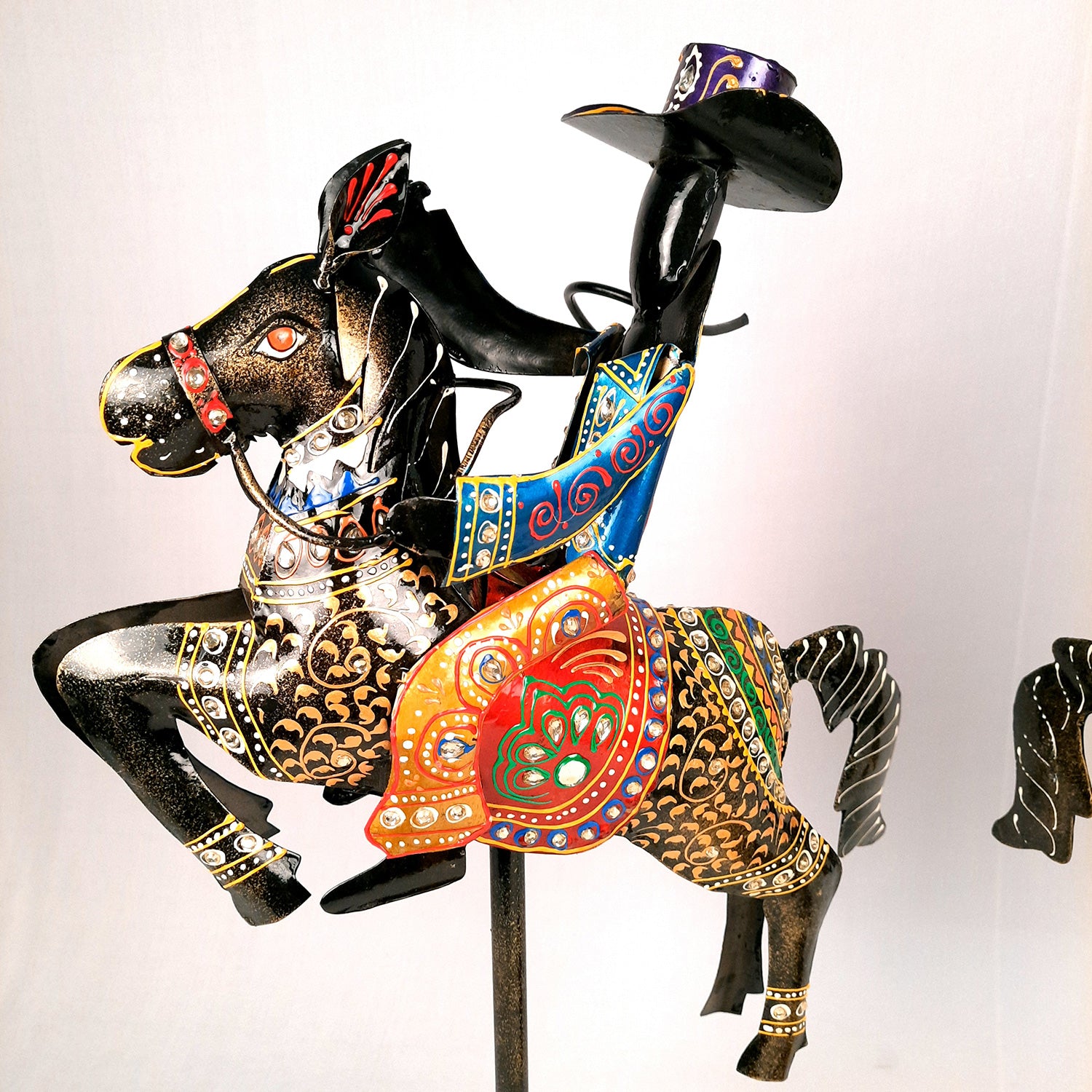 Showpiece - Cowboy Riding On Horse With Hunter Figurine | Decorative Big Show piece - for Home, Corner, Living Room, Office Desk & Table Decor | Gifts For Him - 16 Inch (Set of 2) - Apkamart