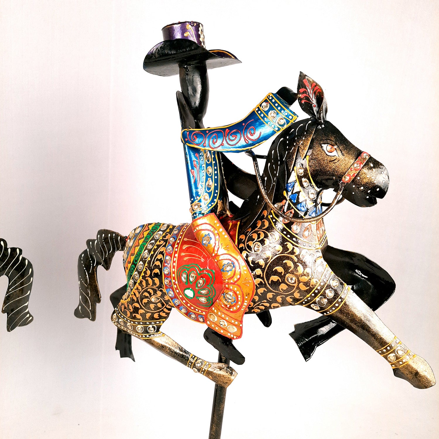 Showpiece - Cowboy Riding On Horse With Hunter Figurine | Decorative Big Show piece - for Home, Corner, Living Room, Office Desk & Table Decor | Gifts For Him - 16 Inch (Set of 2) - Apkamart