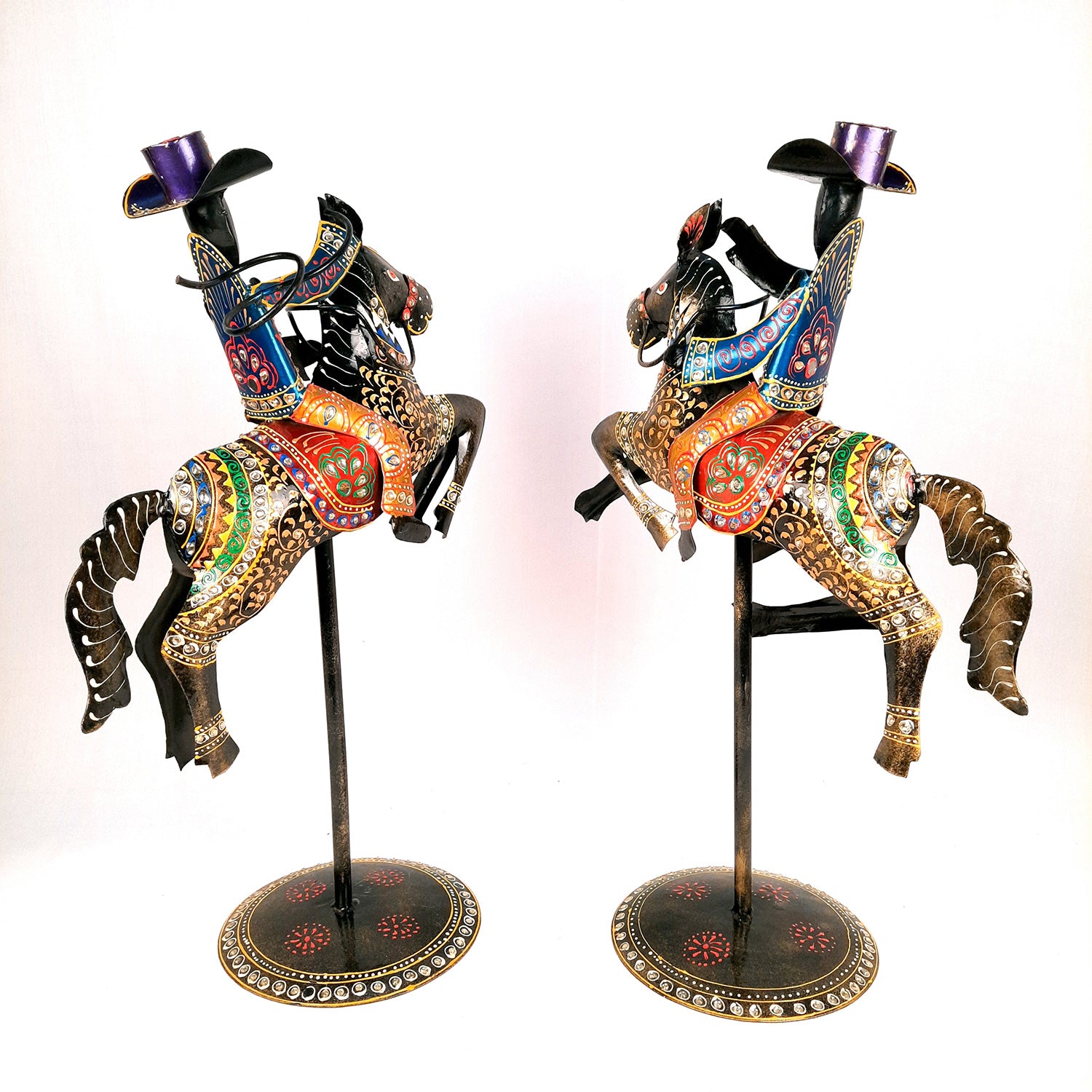 Showpiece - Cowboy Riding On Horse With Hunter Figurine | Decorative Big Show piece - for Home, Corner, Living Room, Office Desk & Table Decor | Gifts For Him - 16 Inch (Set of 2) - Apkamart