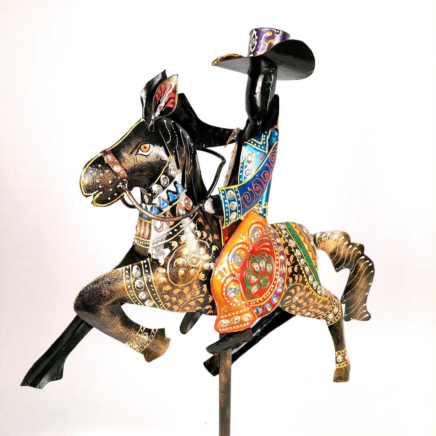 Showpiece - Cowboy Riding On Horse With Hunter Figurine | Decorative Big Show piece - for Home, Corner, Living Room, Office Desk & Table Decor | Gifts For Him - 16 Inch (Set of 2) - Apkamart