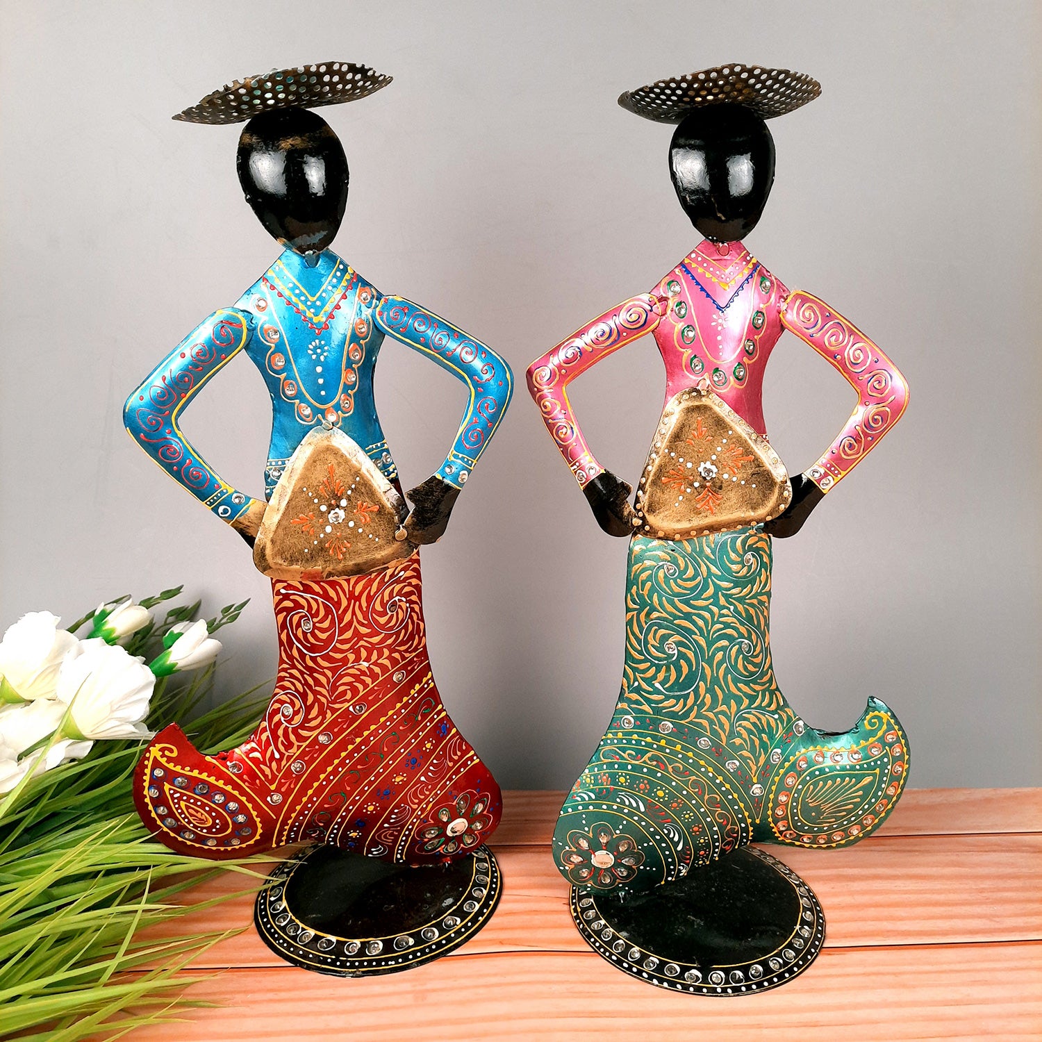 Mermaid Showpiece Set | Handicraft Figurines - For Home, Table, Living Room, Bedroom & TV Unit Decor | Show Pieces For Gifts - 18 Inch (Set of 2) - Apkamart